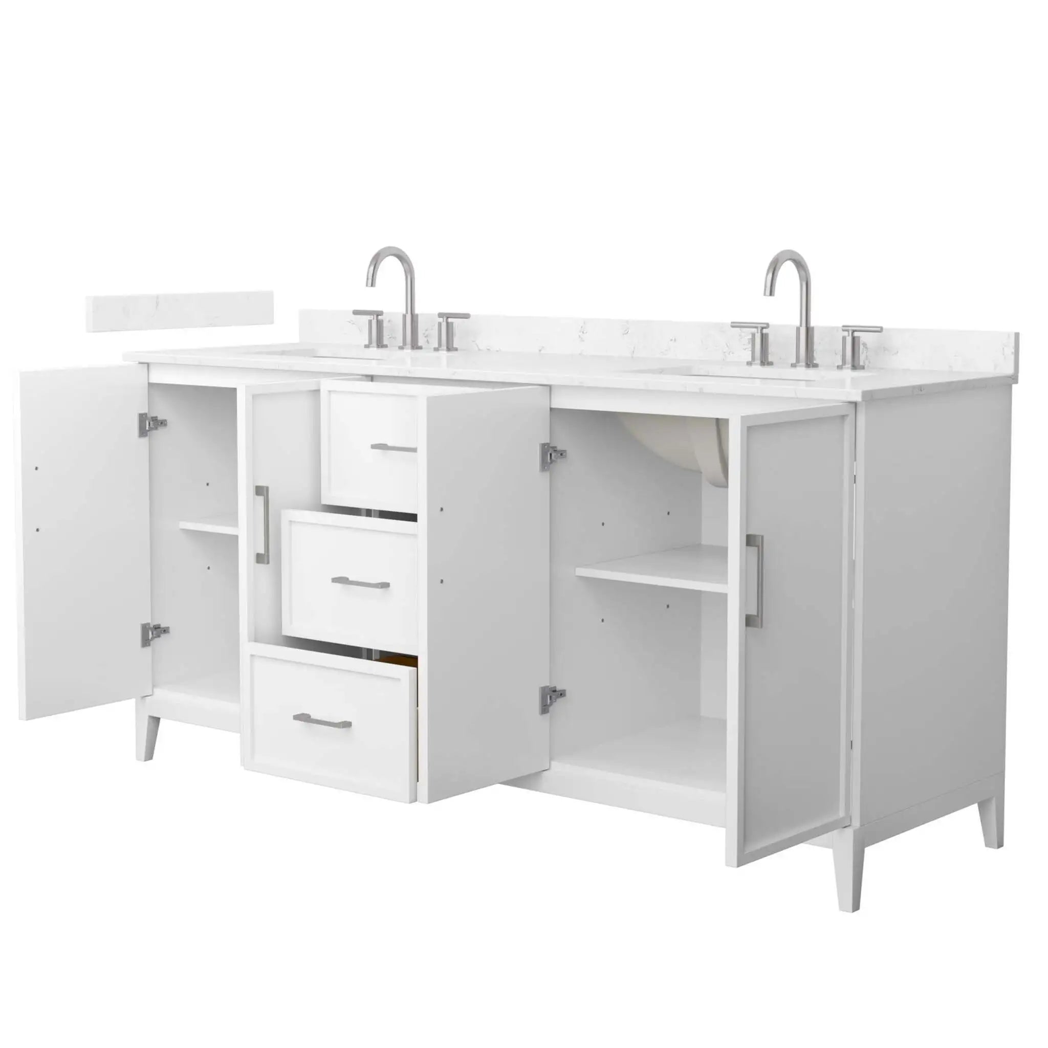 72" Elan Double Bathroom Vanity in White with Brushed Nickel Trim by Wyndham
