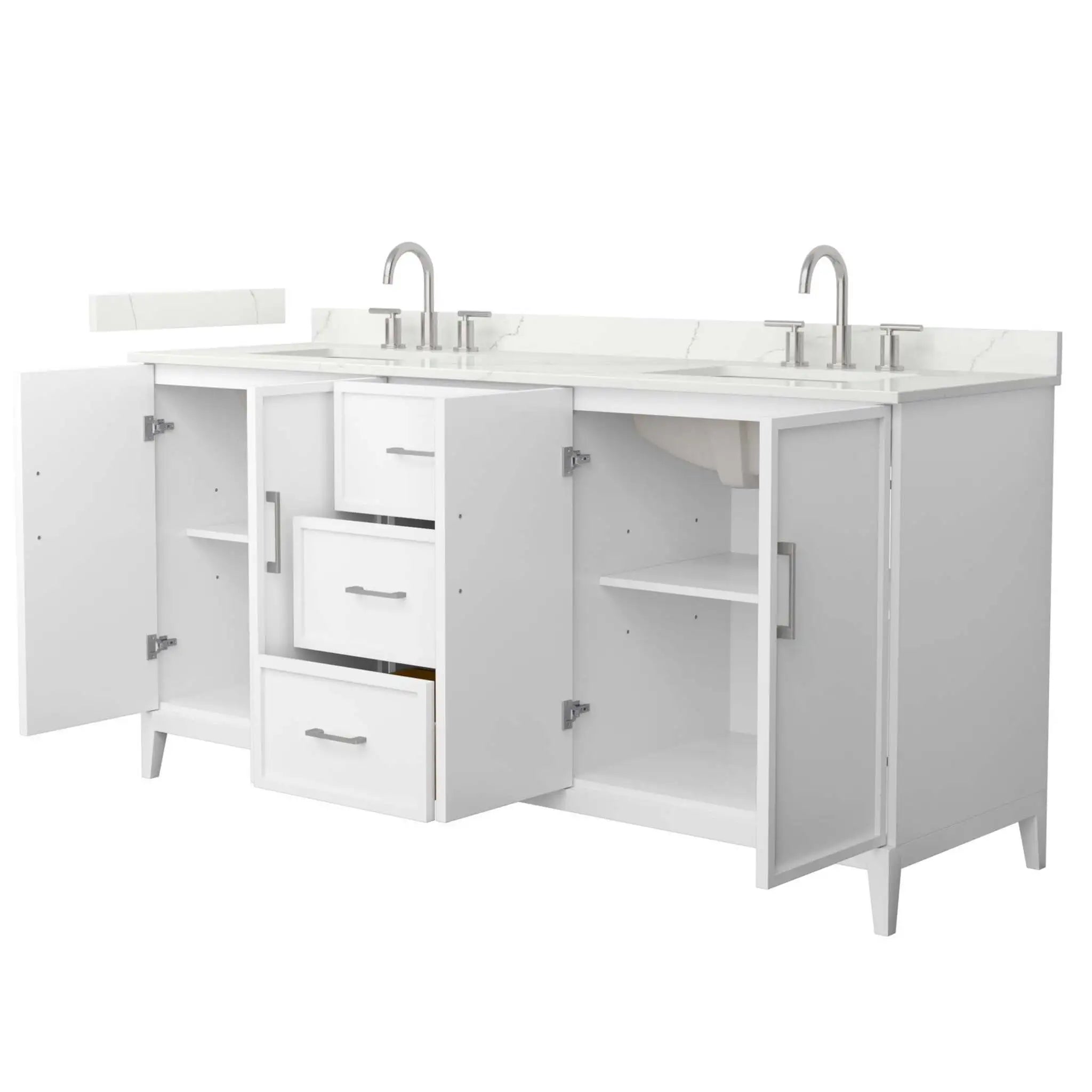 72" Elan Double Bathroom Vanity in White with Brushed Nickel Trim by Wyndham