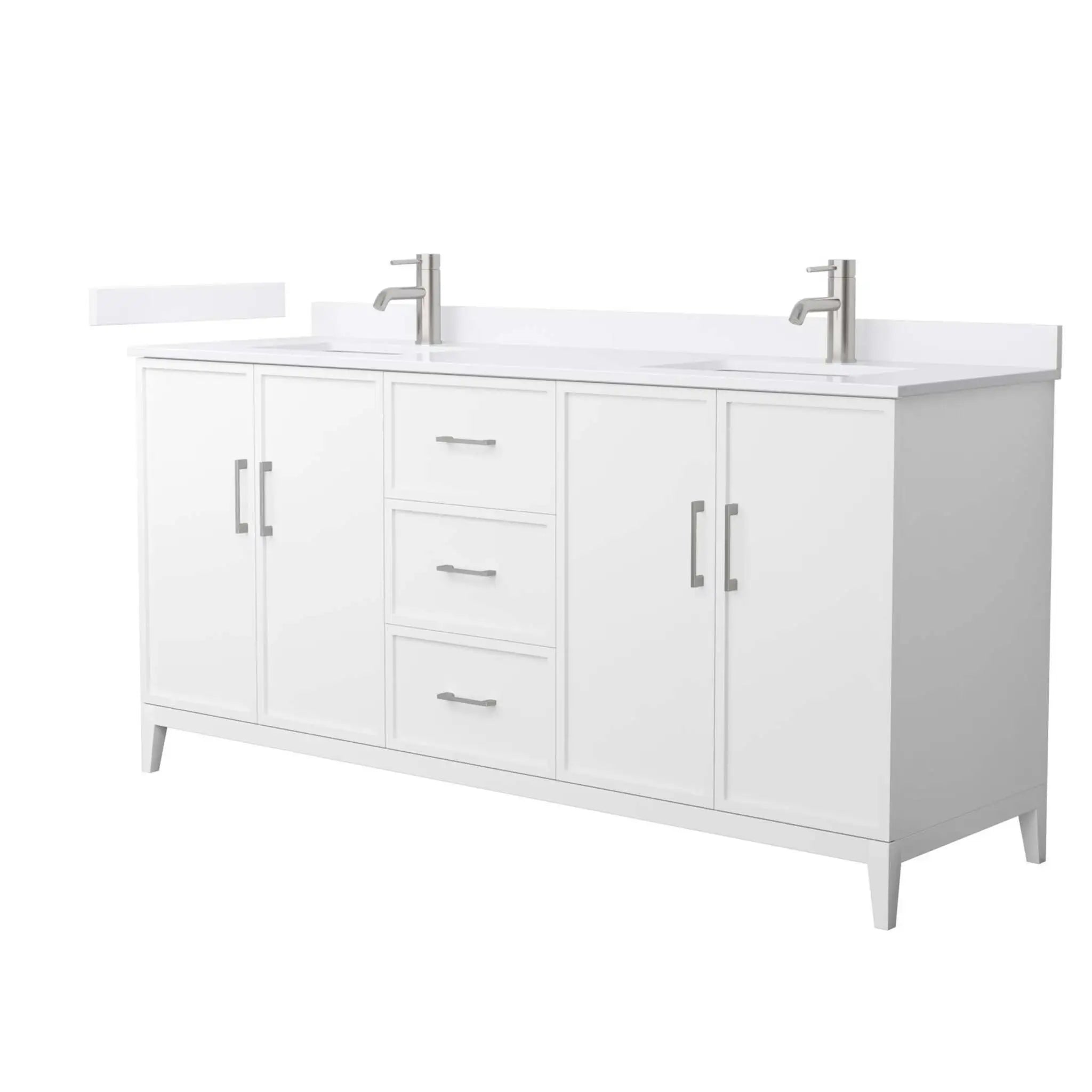 72" Elan Double Bathroom Vanity in White with Brushed Nickel Trim by Wyndham