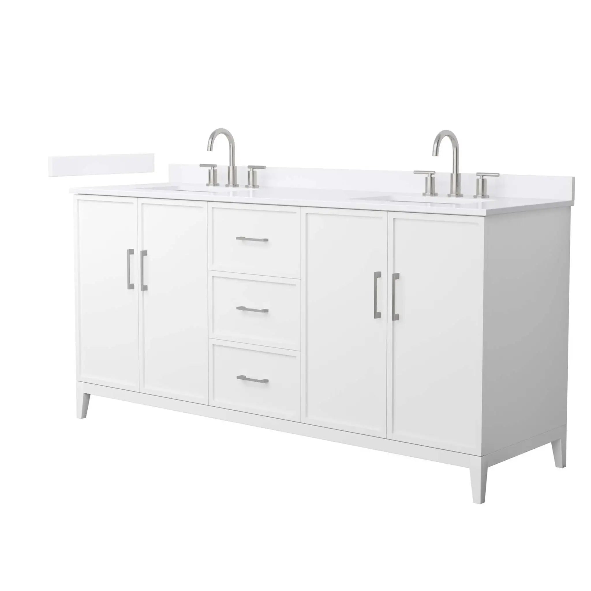72" Elan Double Bathroom Vanity in White with Brushed Nickel Trim by Wyndham