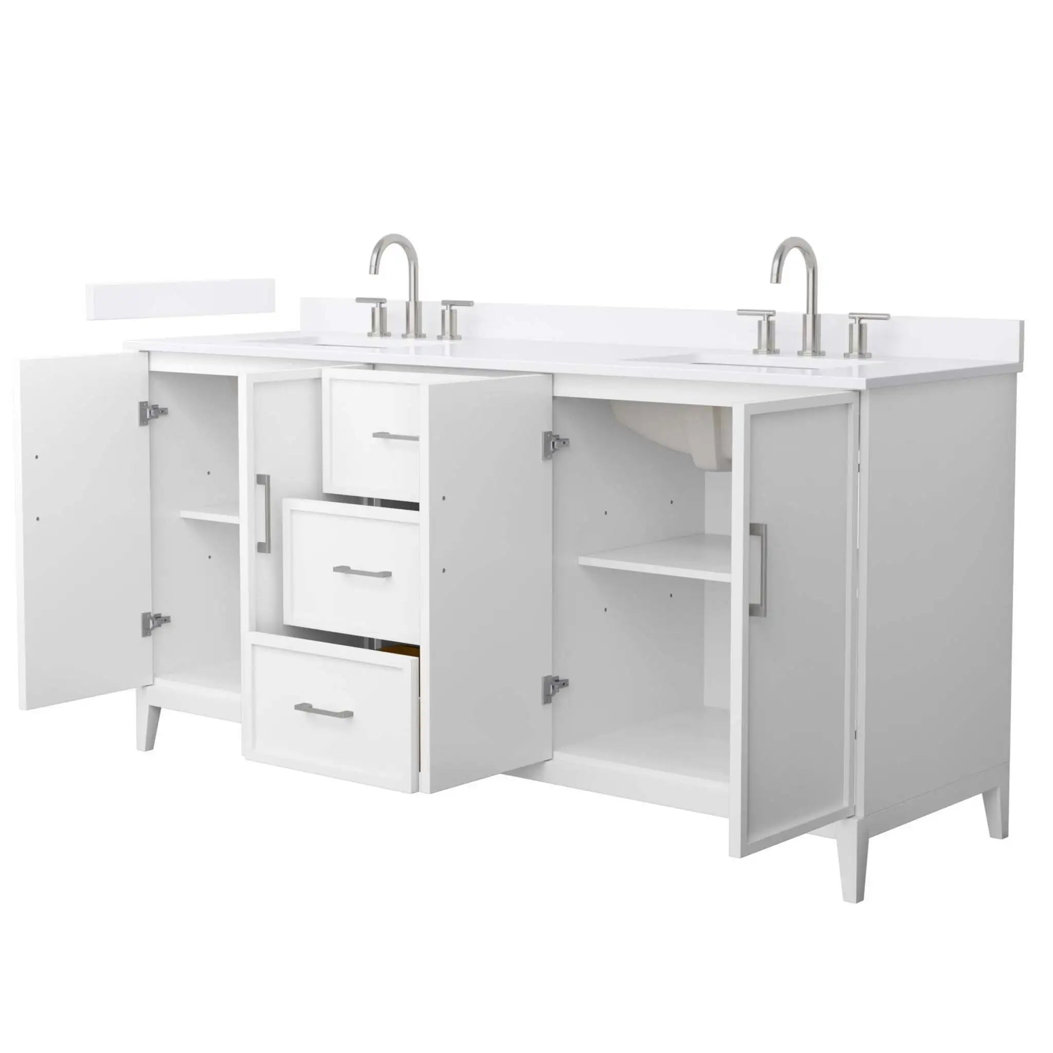 72" Elan Double Bathroom Vanity in White with Brushed Nickel Trim by Wyndham