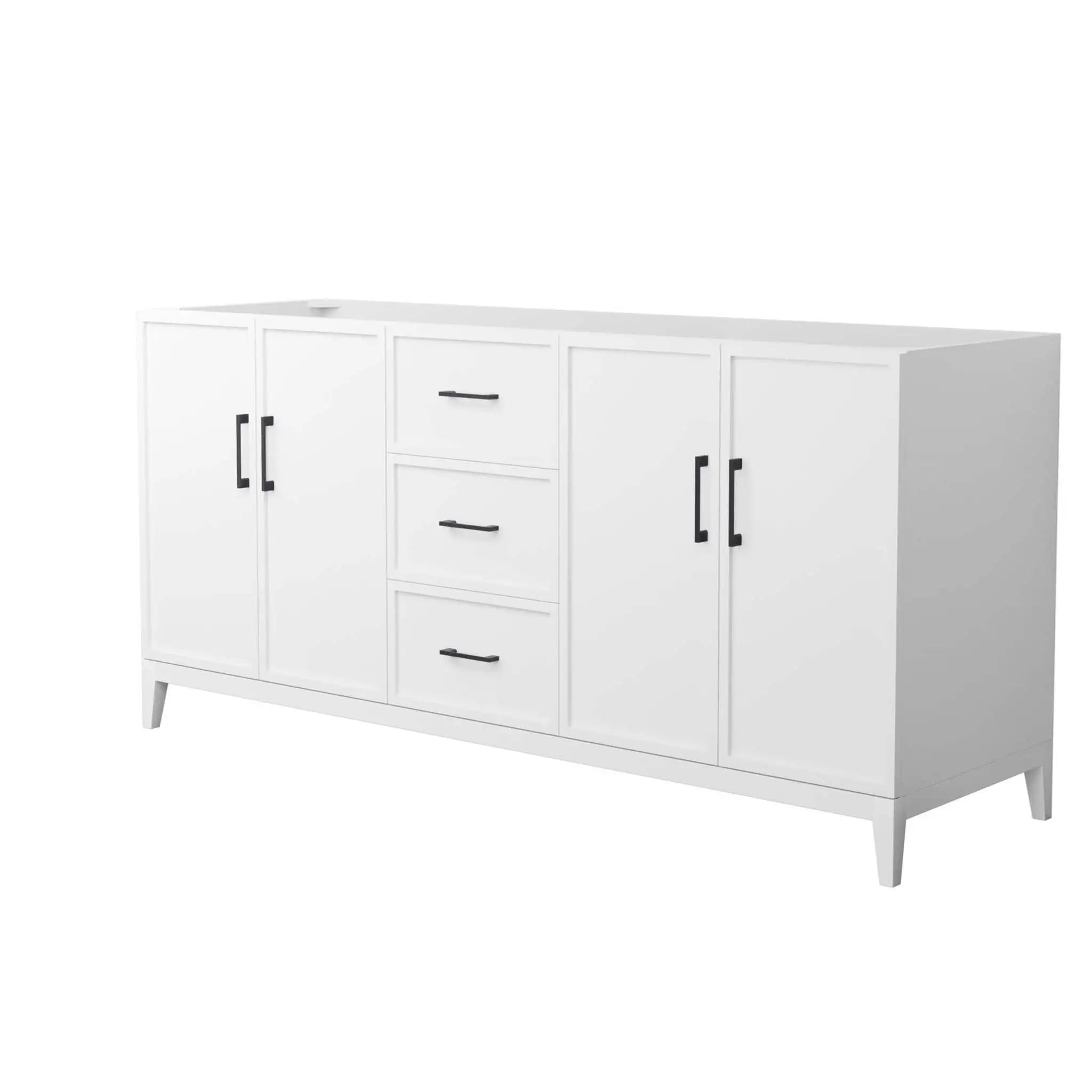 72" Elan Double Bathroom Vanity in White with Matte Black Trim by Wyndham