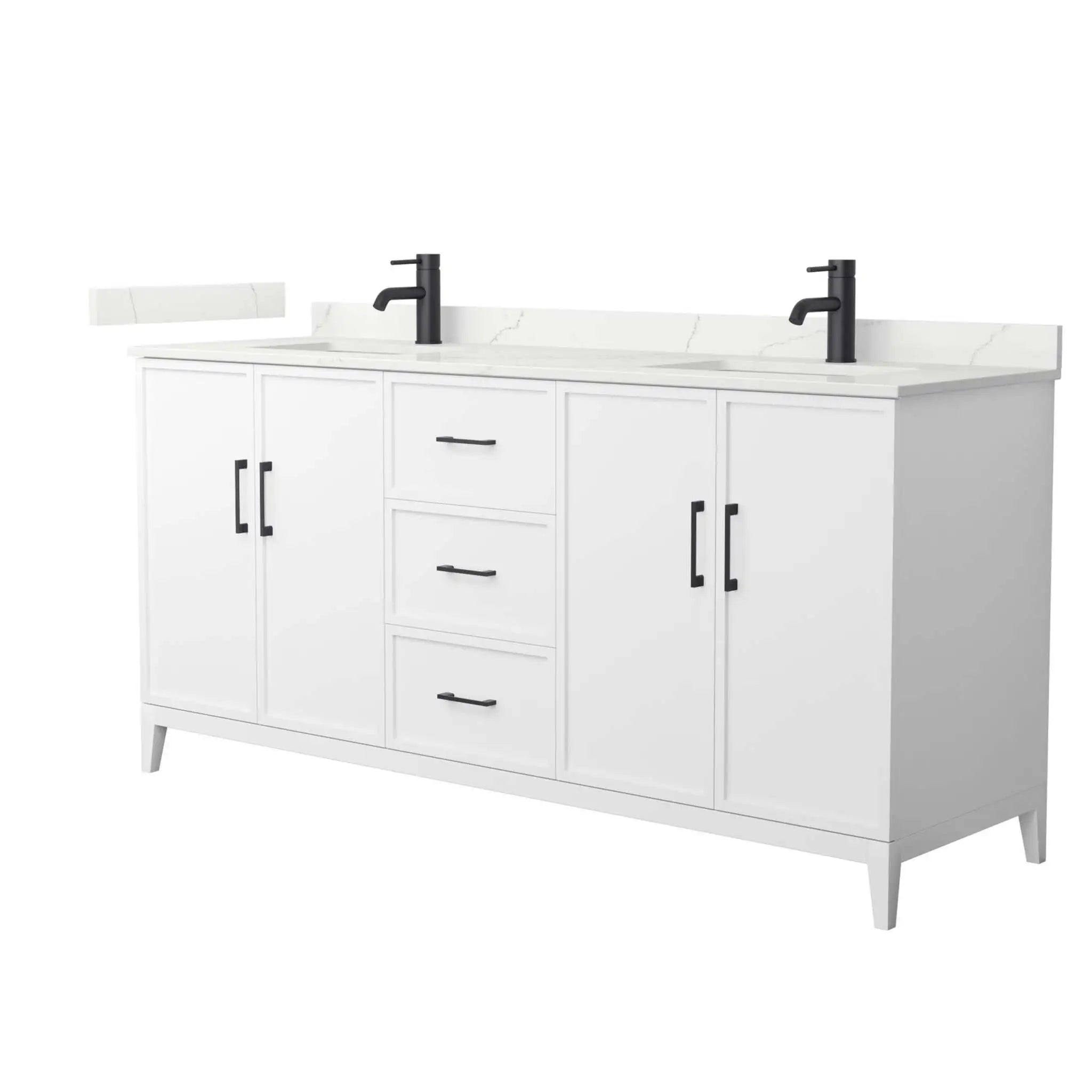 72" Elan Double Bathroom Vanity in White with Matte Black Trim by Wyndham