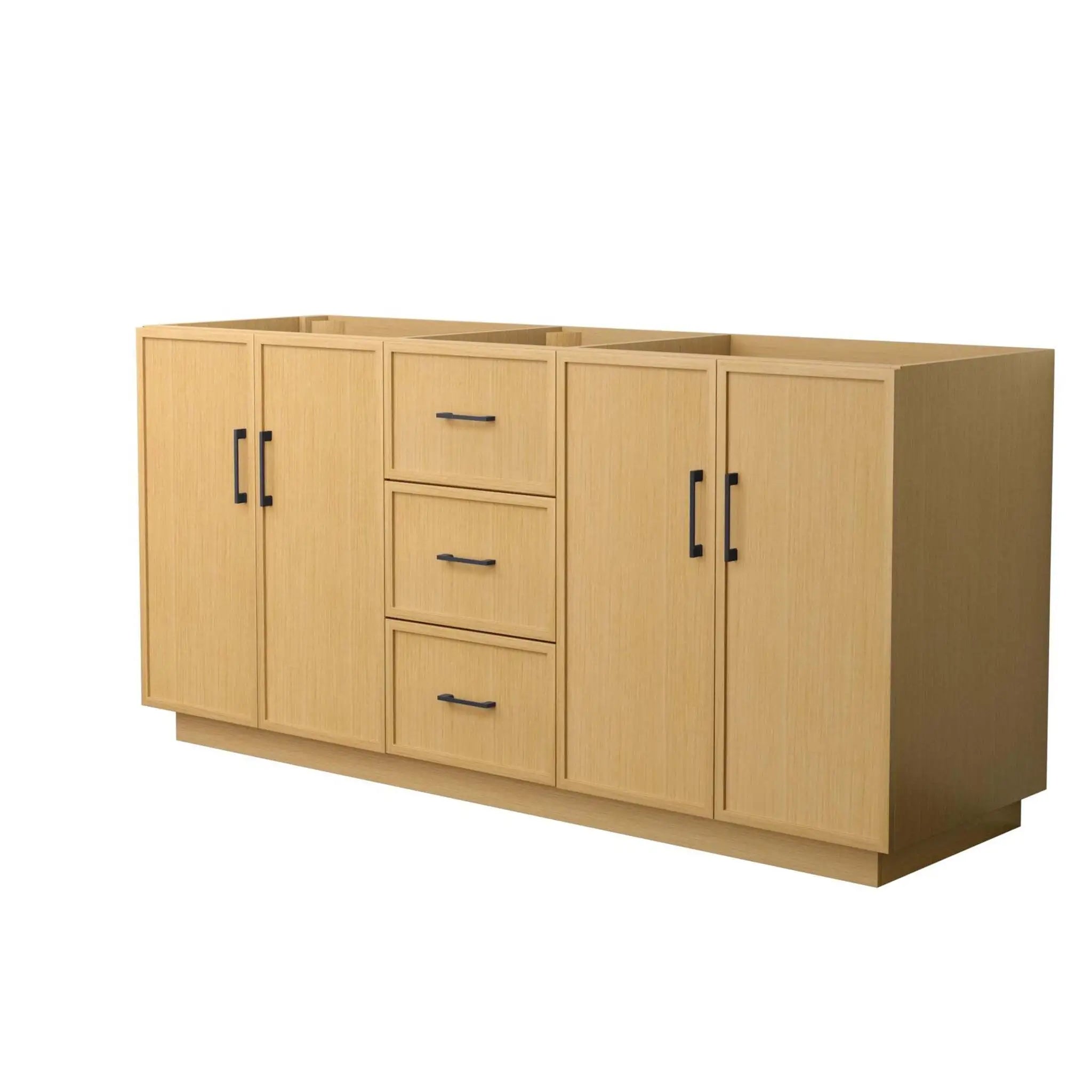72" Elan TK Elan Double Bathroom Vanity with Toe Kick in Light Oak with Matte Black Trim by Wyndham