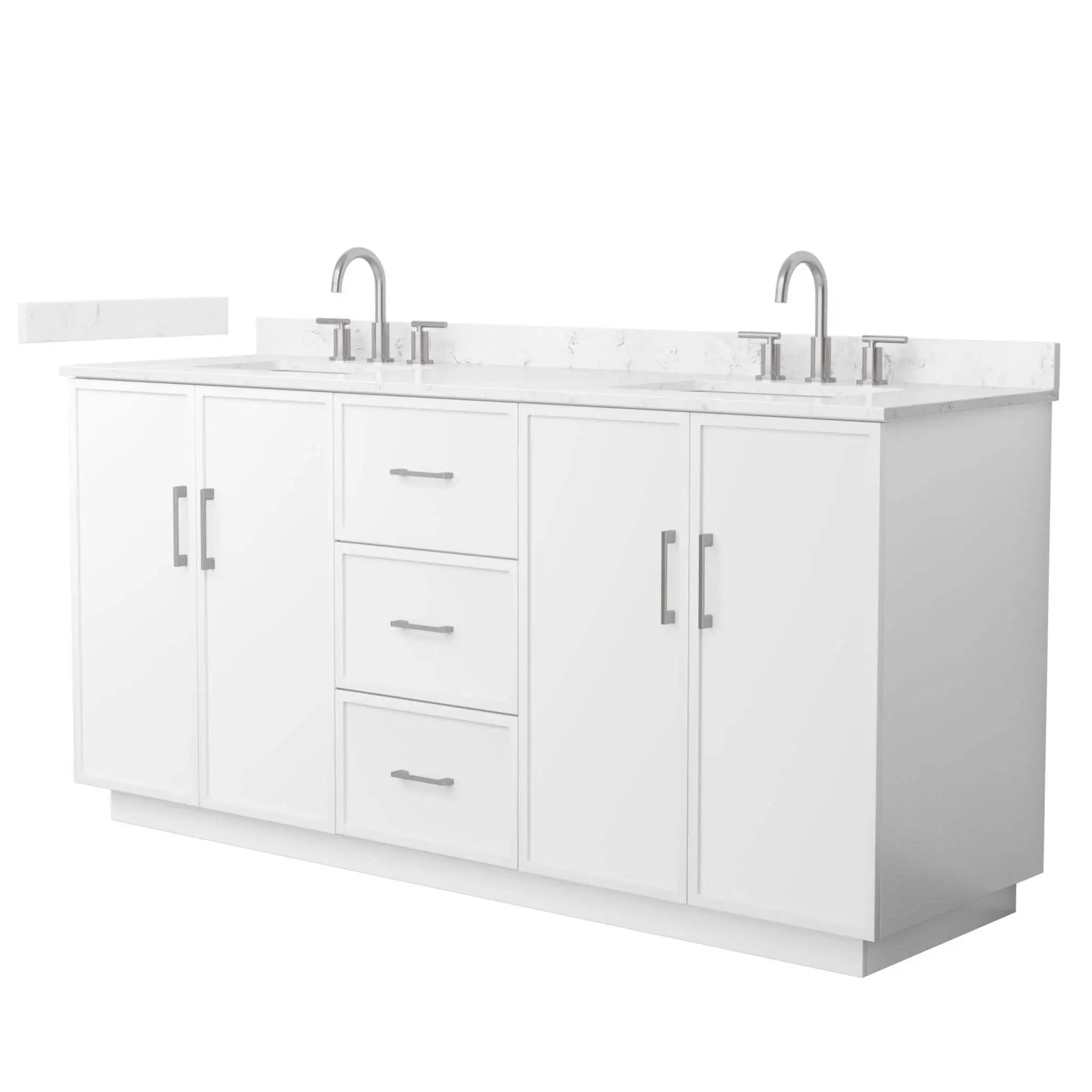72" Elan TK Elan Double Bathroom Vanity with Toe Kick in White with Brushed Nickel Trim by Wyndham