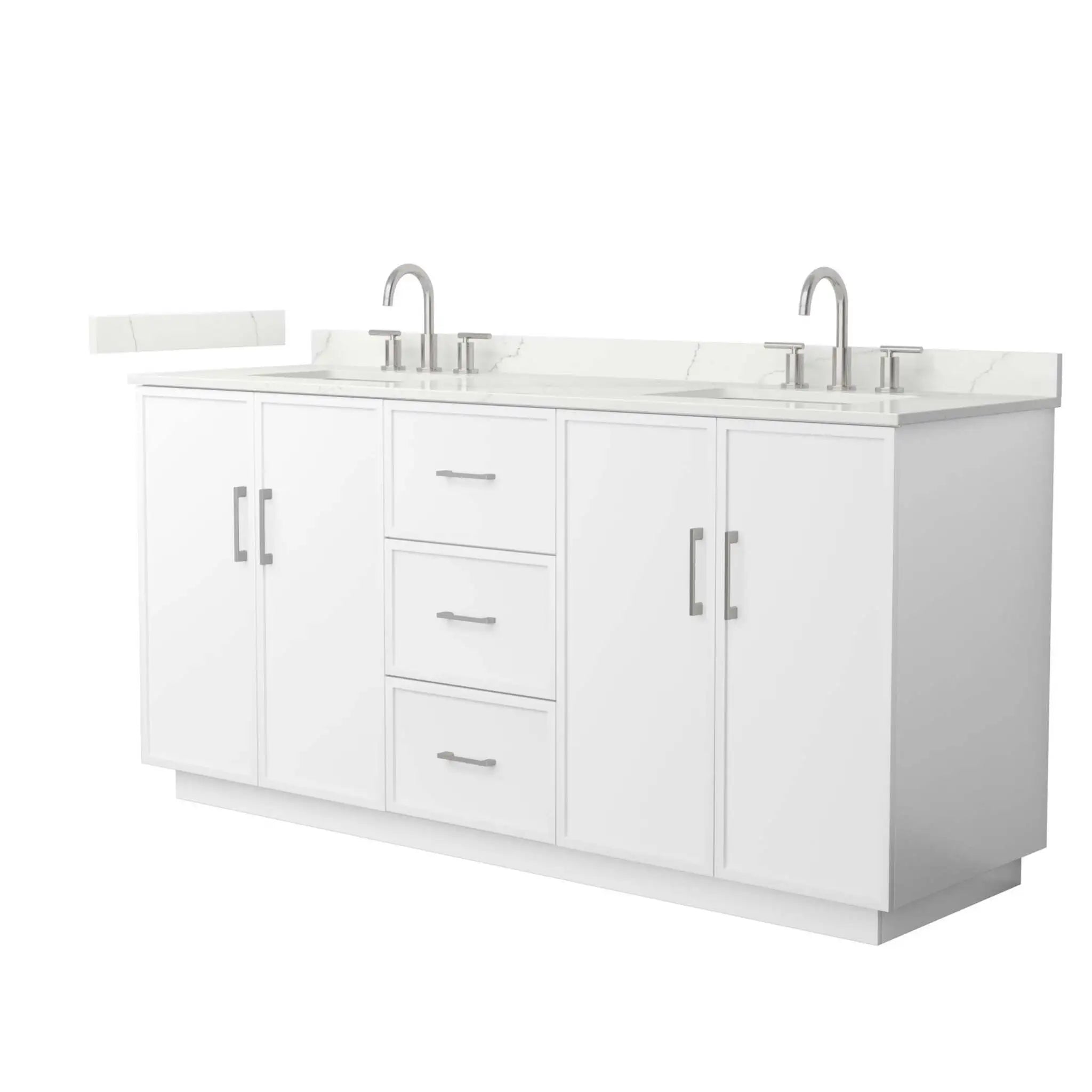 72" Elan TK Elan Double Bathroom Vanity with Toe Kick in White with Brushed Nickel Trim by Wyndham