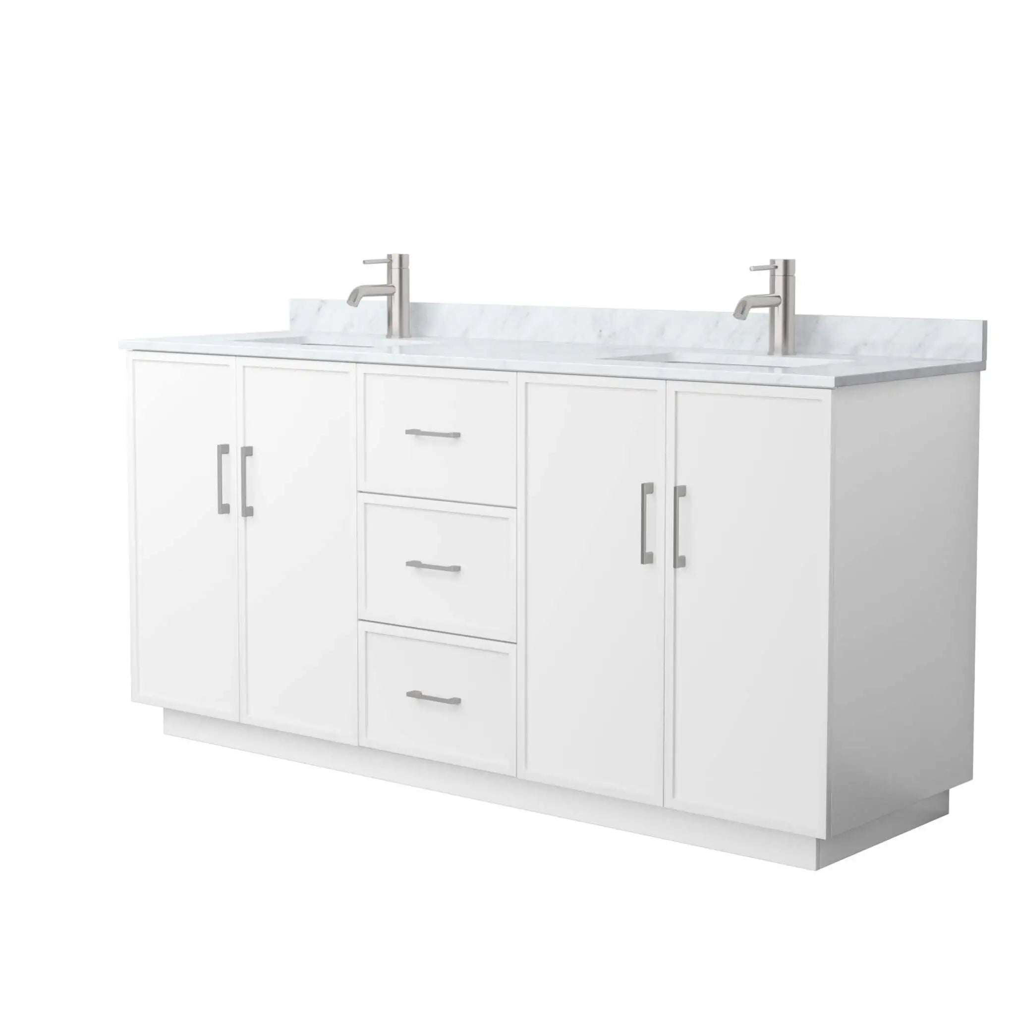72" Elan TK Elan Double Bathroom Vanity with Toe Kick in White with Brushed Nickel Trim by Wyndham
