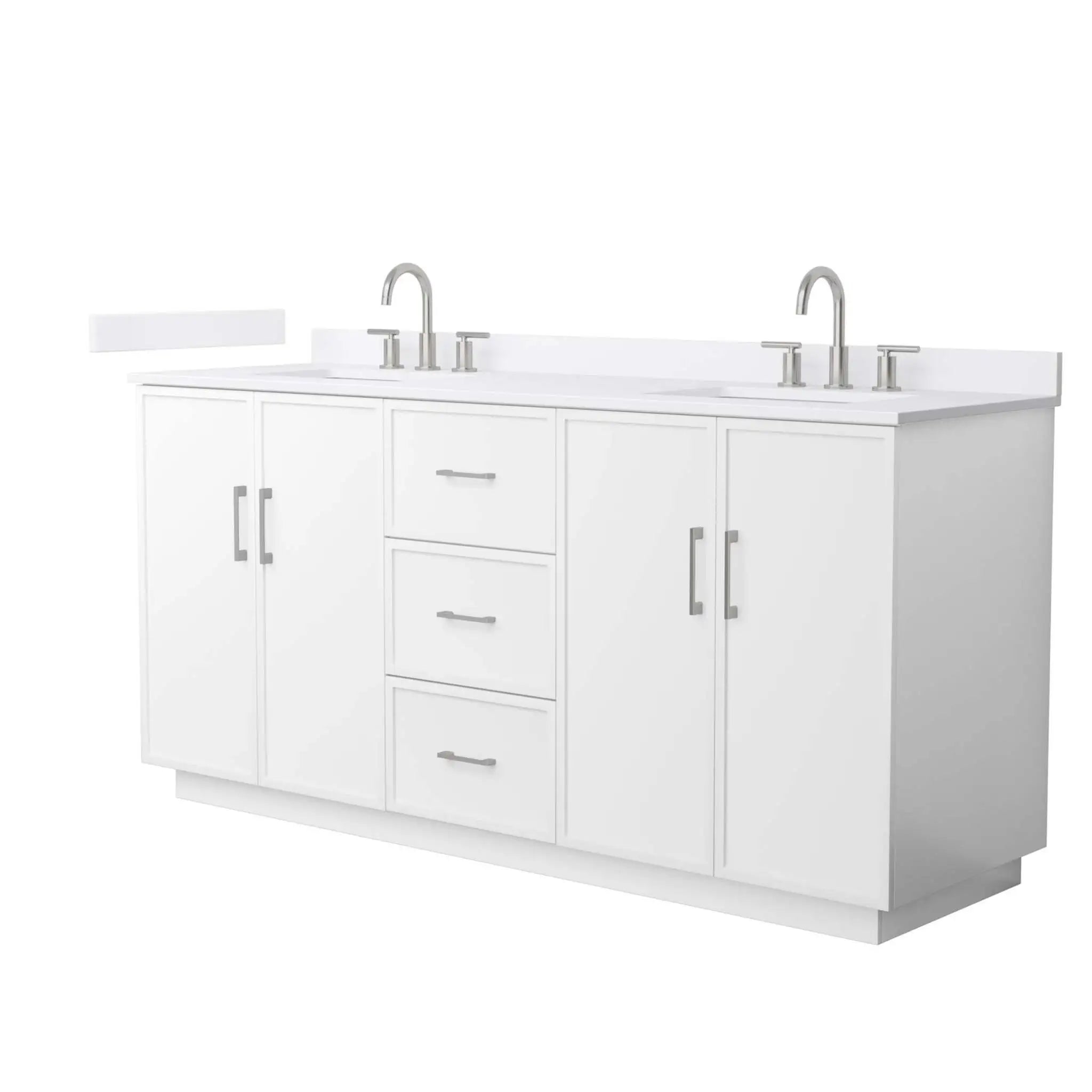 72" Elan TK Elan Double Bathroom Vanity with Toe Kick in White with Brushed Nickel Trim by Wyndham