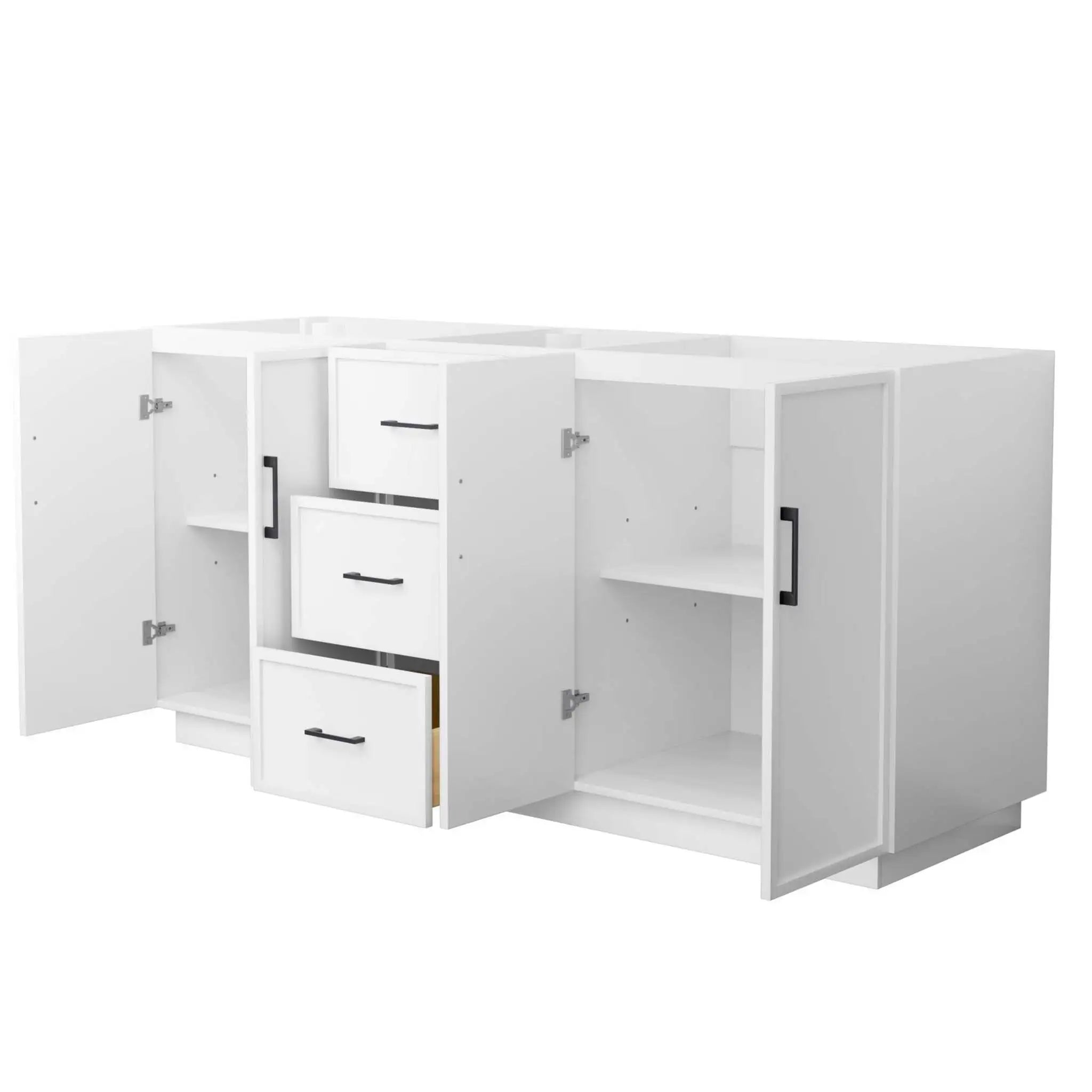 72" Elan TK Elan Double Bathroom Vanity with Toe Kick in White with Matte Black Trim by Wyndham