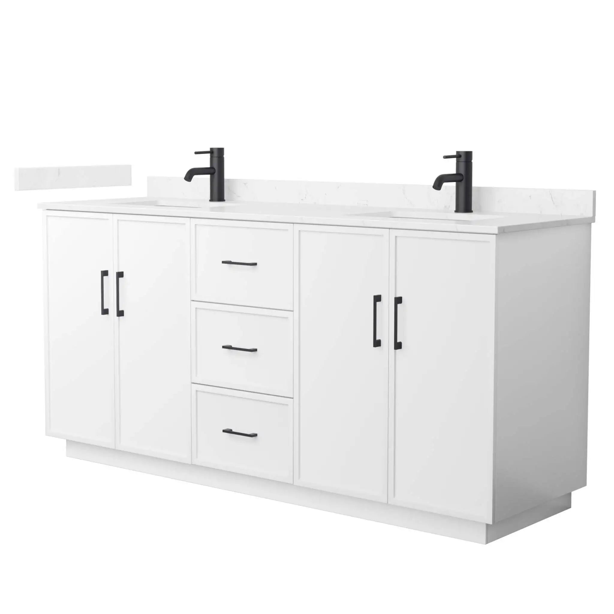 72" Elan TK Elan Double Bathroom Vanity with Toe Kick in White with Matte Black Trim by Wyndham