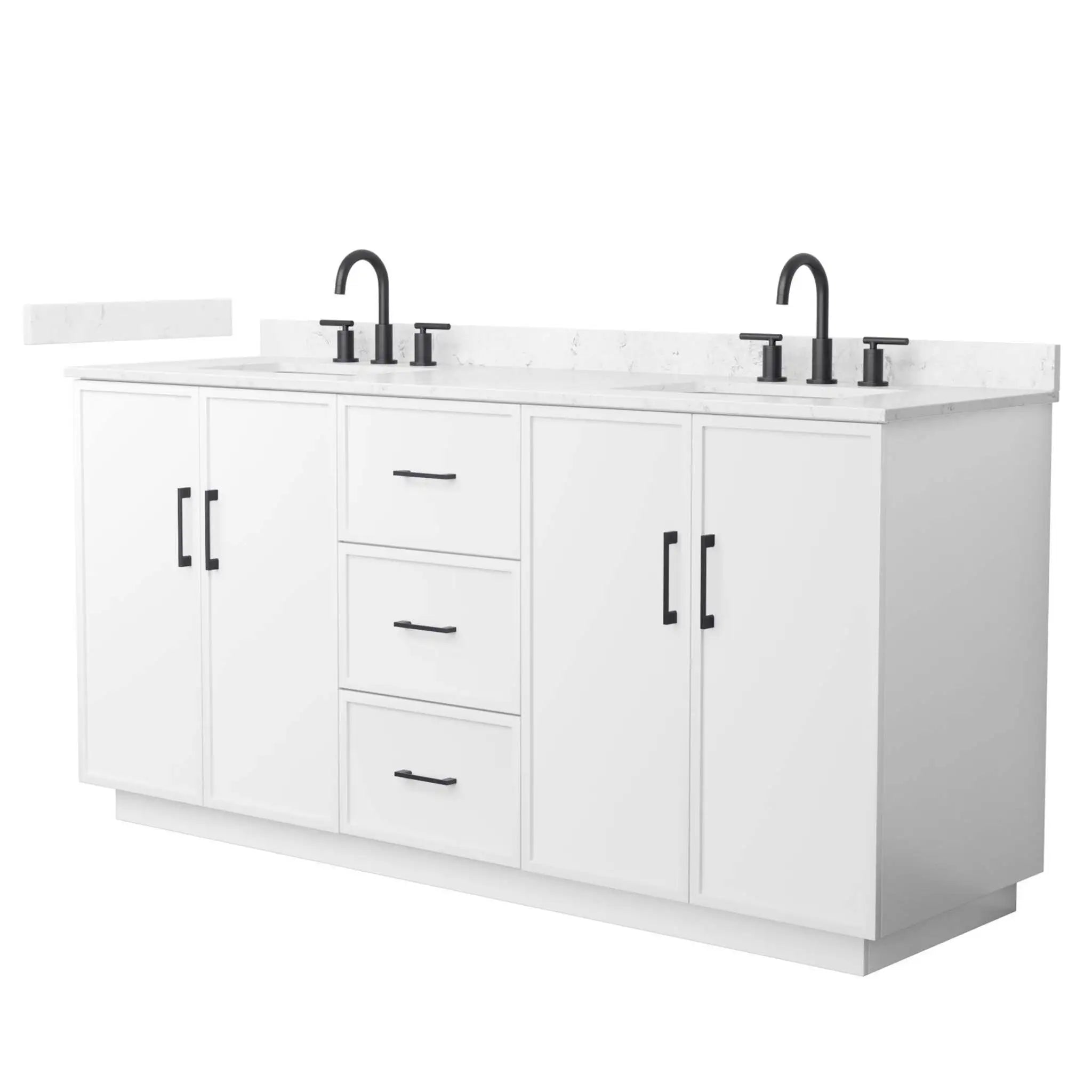 72" Elan TK Elan Double Bathroom Vanity with Toe Kick in White with Matte Black Trim by Wyndham