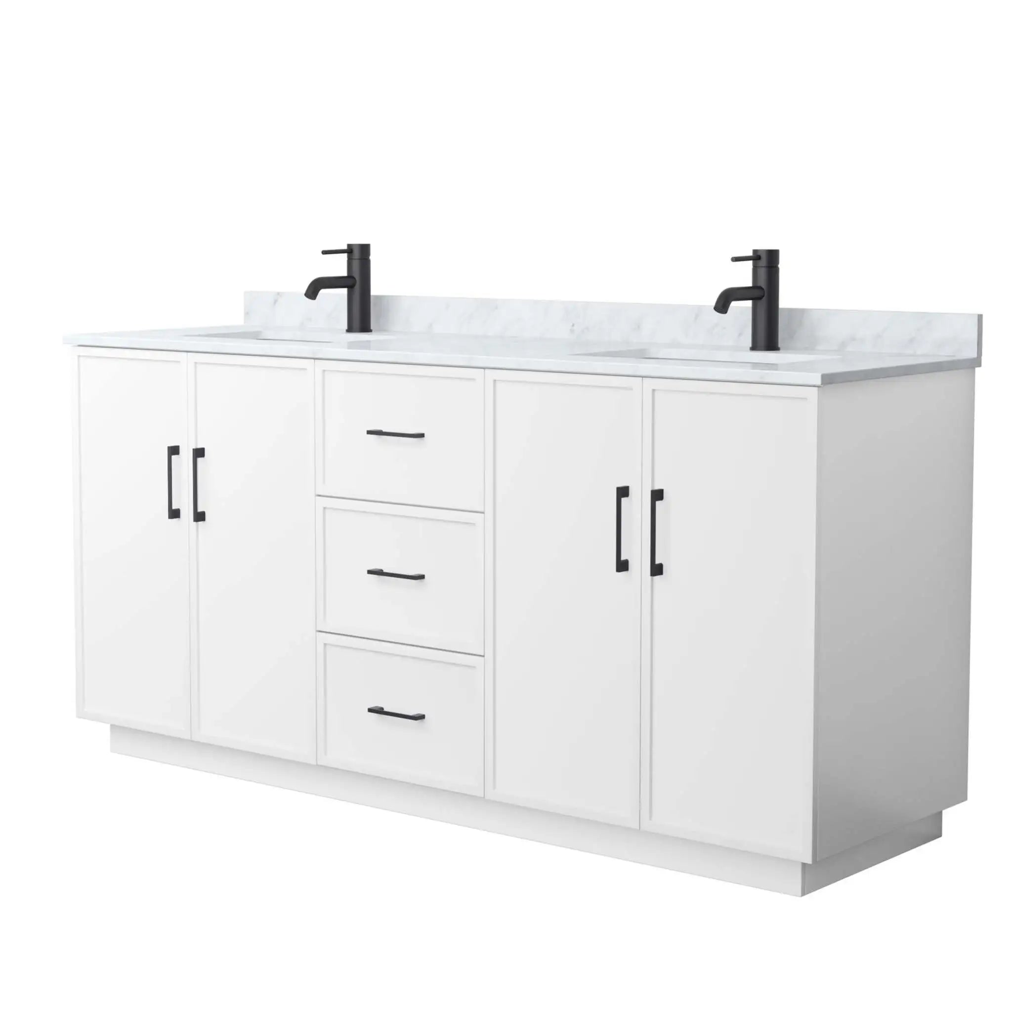 72" Elan TK Elan Double Bathroom Vanity with Toe Kick in White with Matte Black Trim by Wyndham