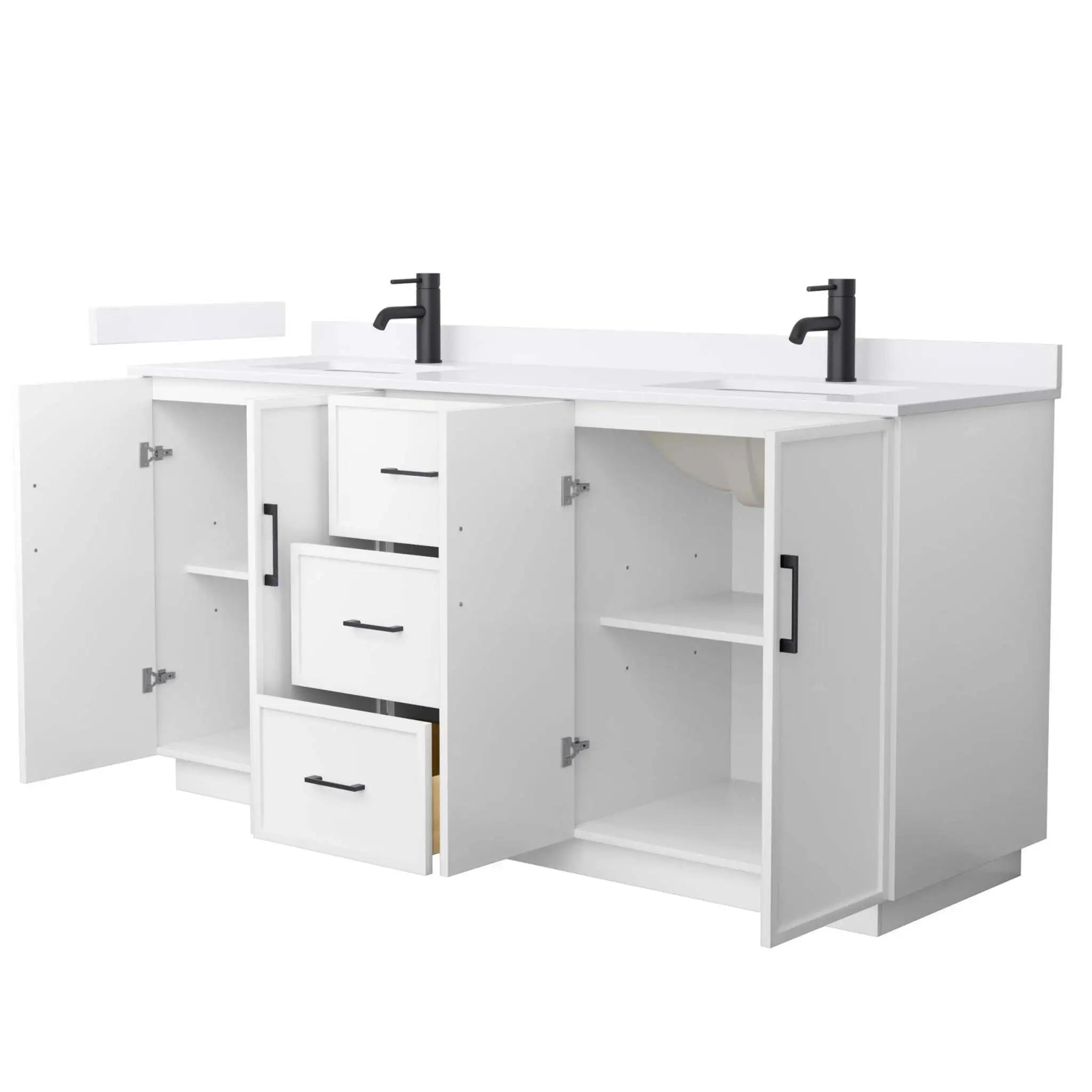 72" Elan TK Elan Double Bathroom Vanity with Toe Kick in White with Matte Black Trim by Wyndham