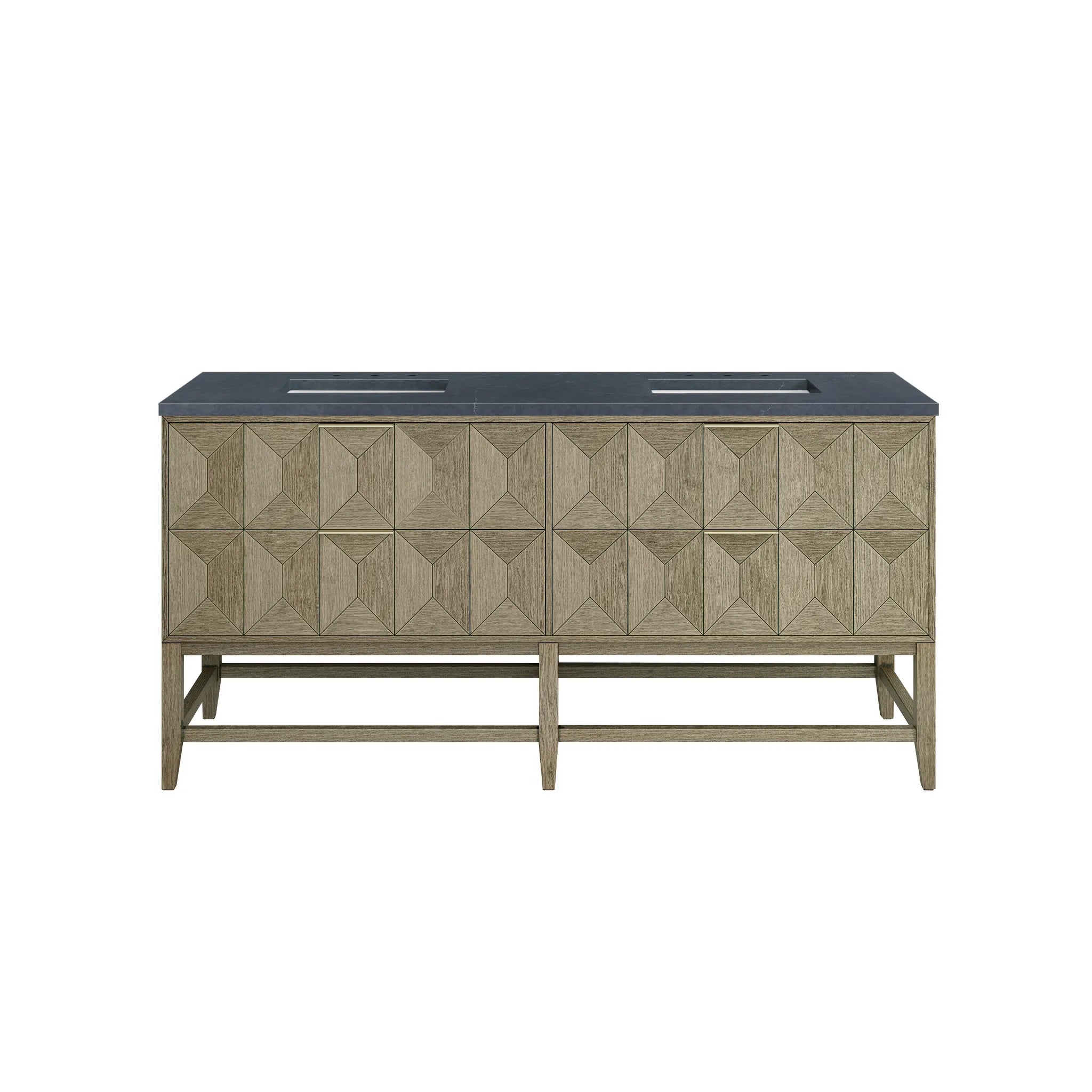 72" Emmeline Double Vanity in Pebble Oak-Charcoal Soapstone Silestone-8" Widespread image