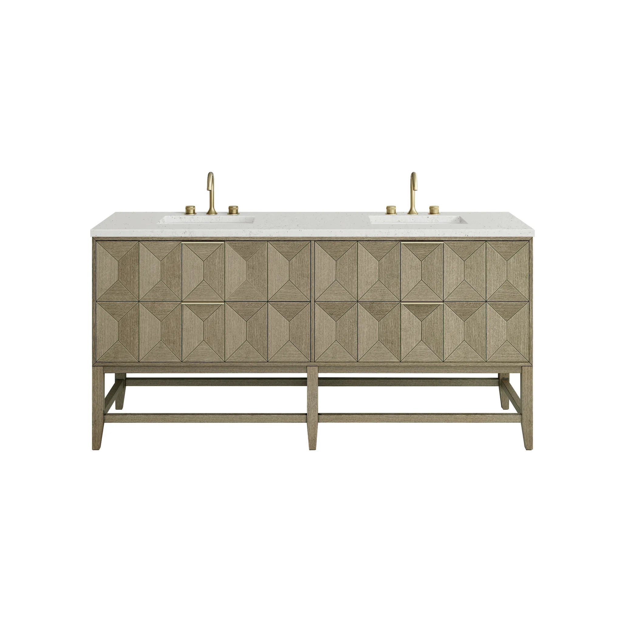 72" Emmeline Double Vanity in Pebble Oak-Lime Delight Silestone-8" Widespread image