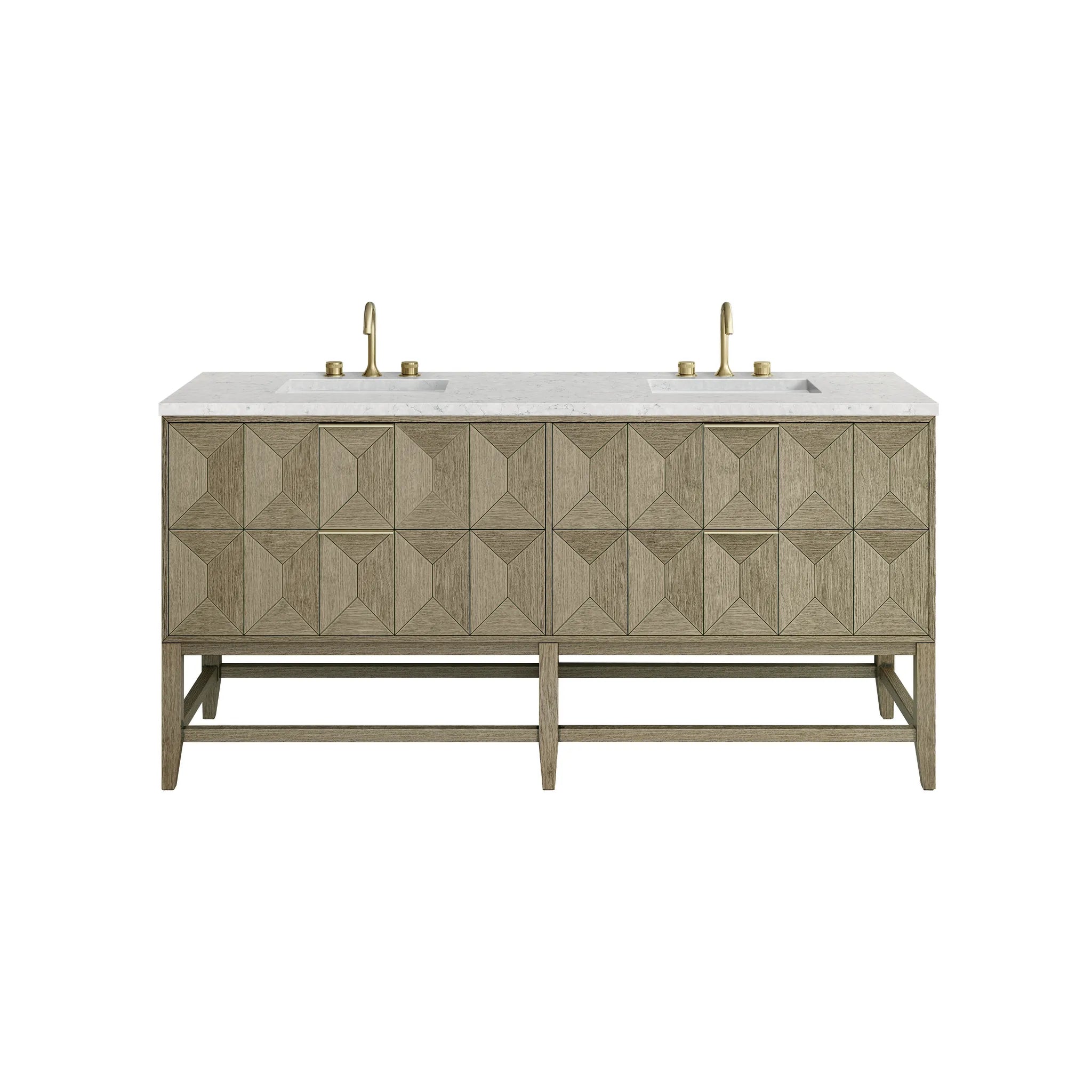 72" Emmeline Double Vanity in Pebble Oak Wireless Charger-Eternal Jasmine Pearl Silestone-8" Widespread image 1