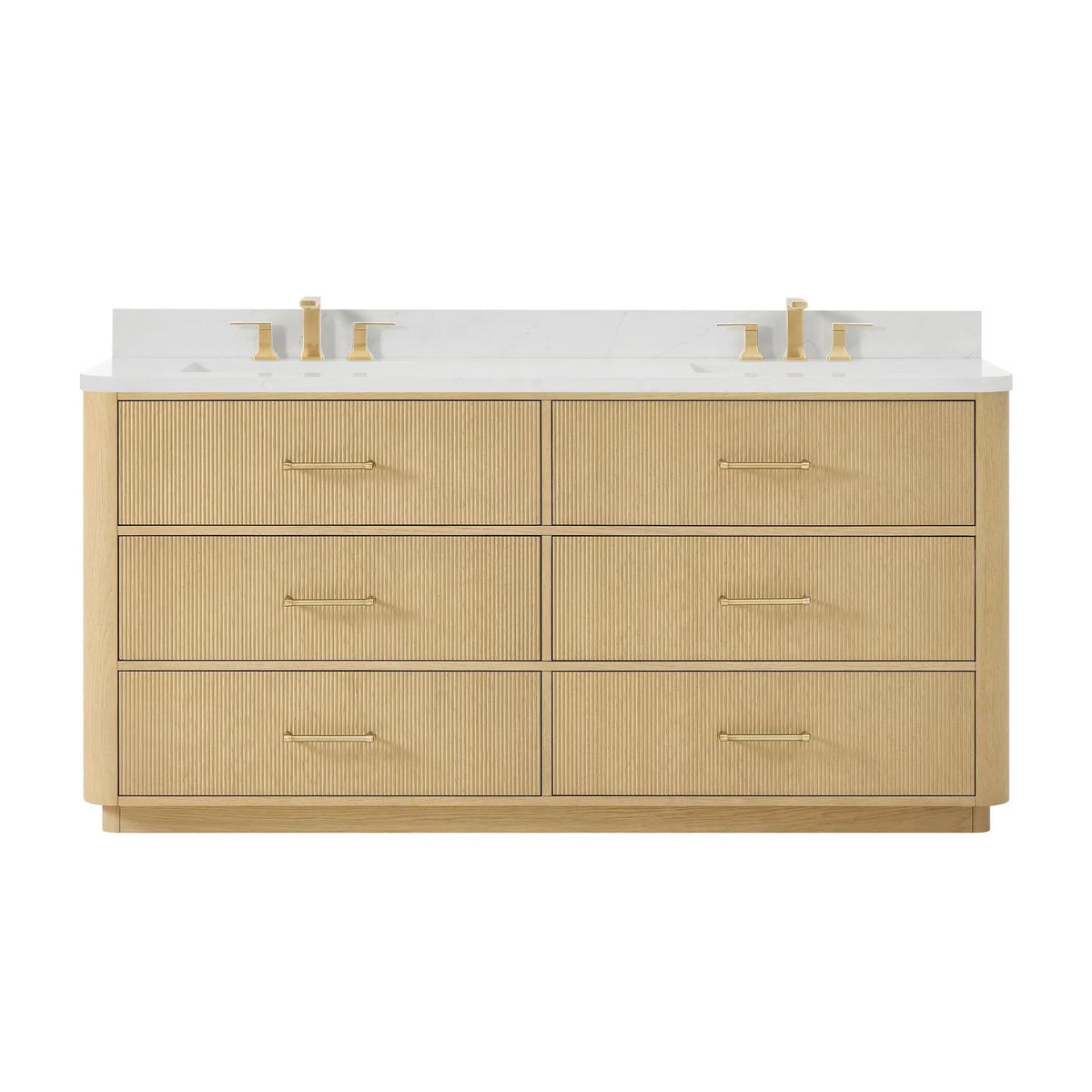 72" Francesca Double Bathroom Vanity Scandinavian Oak Satin Bronze Trim by wyndham View 6