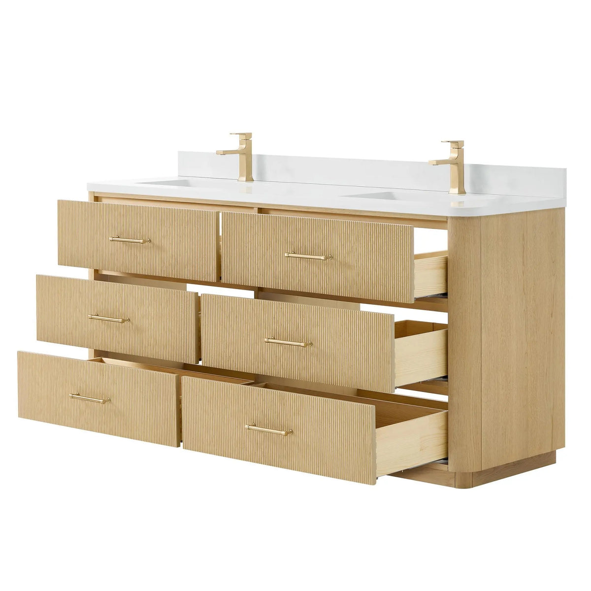 72" Francesca Double Bathroom Vanity Scandinavian Oak Satin Bronze Trim by wyndham View 13