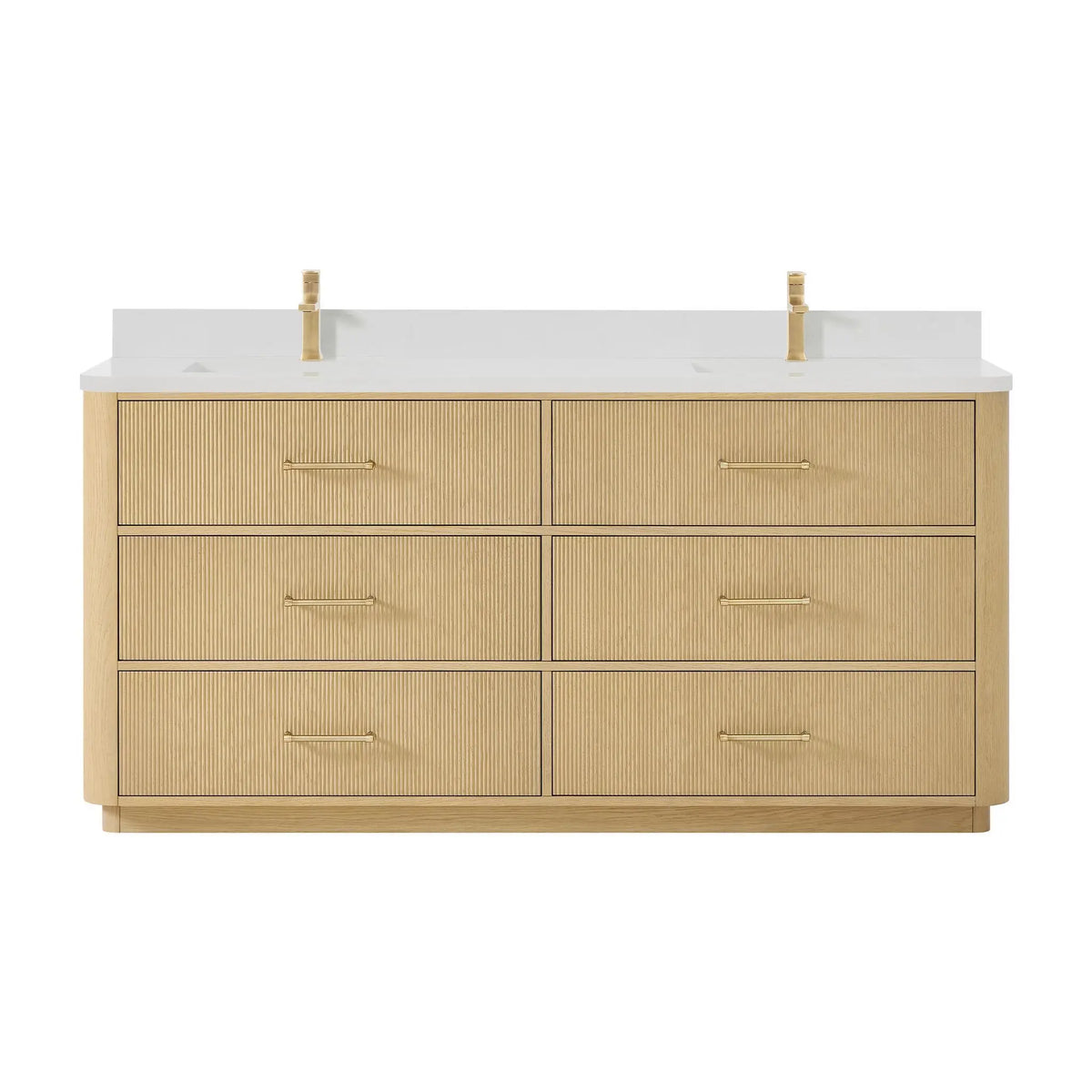 72" Francesca Double Bathroom Vanity Scandinavian Oak Satin Bronze Trim by wyndham View 11