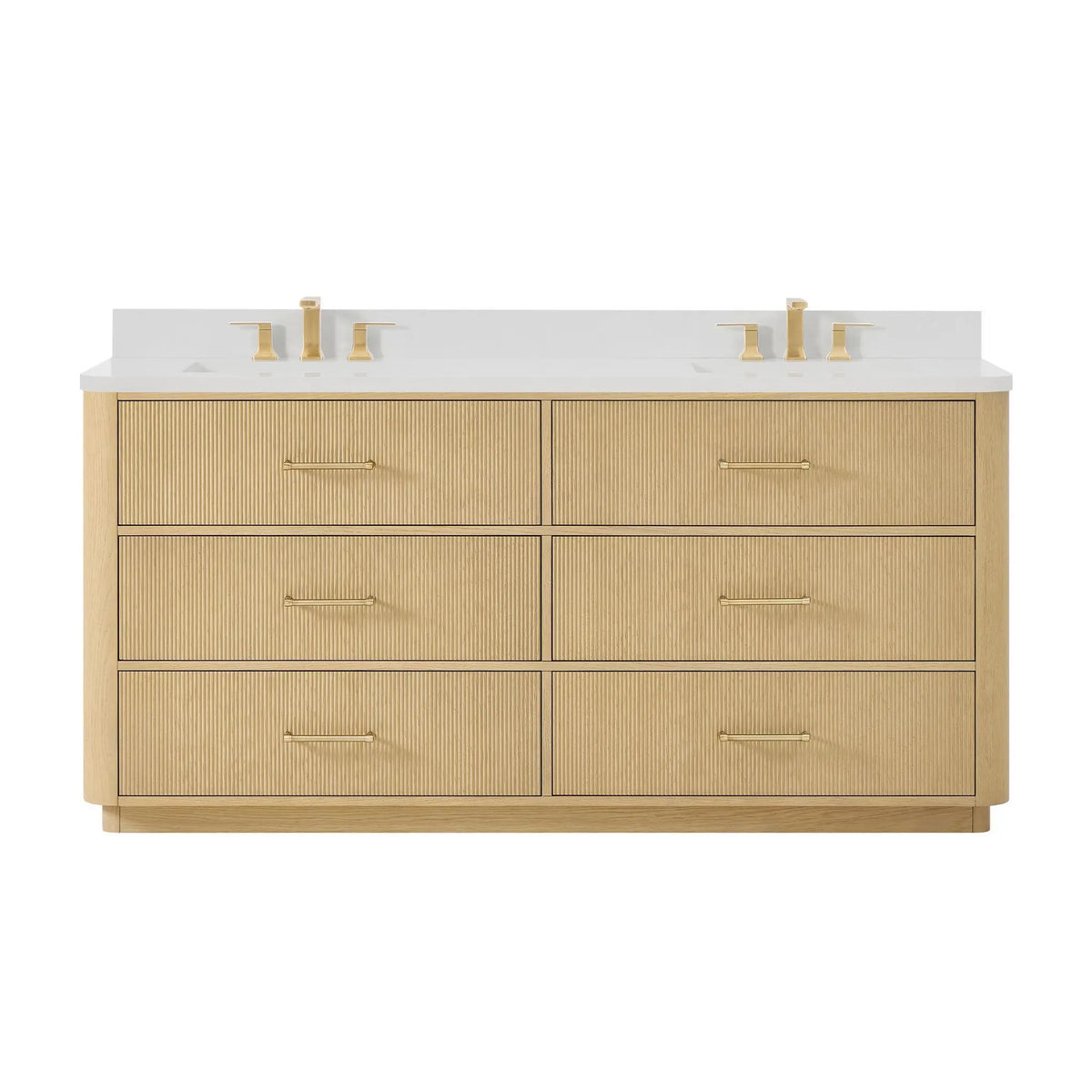 72" Francesca Double Bathroom Vanity Scandinavian Oak Satin Bronze Trim by wyndham View 16