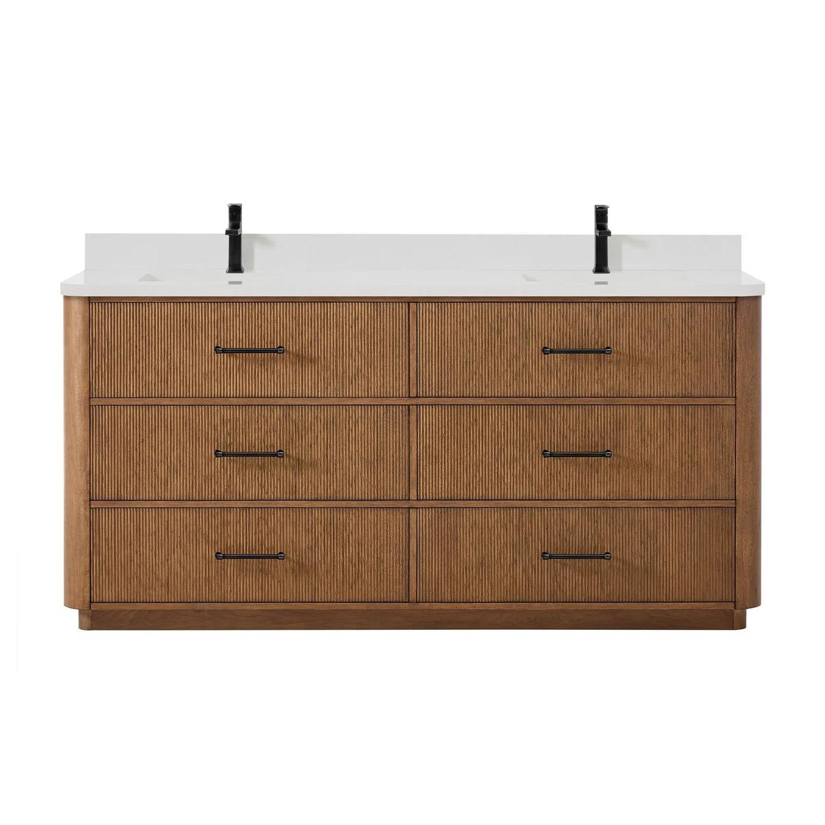 72" Francesca Double Bathroom Vanity Toasted Walnut Matte Black Trim by wyndham View 11