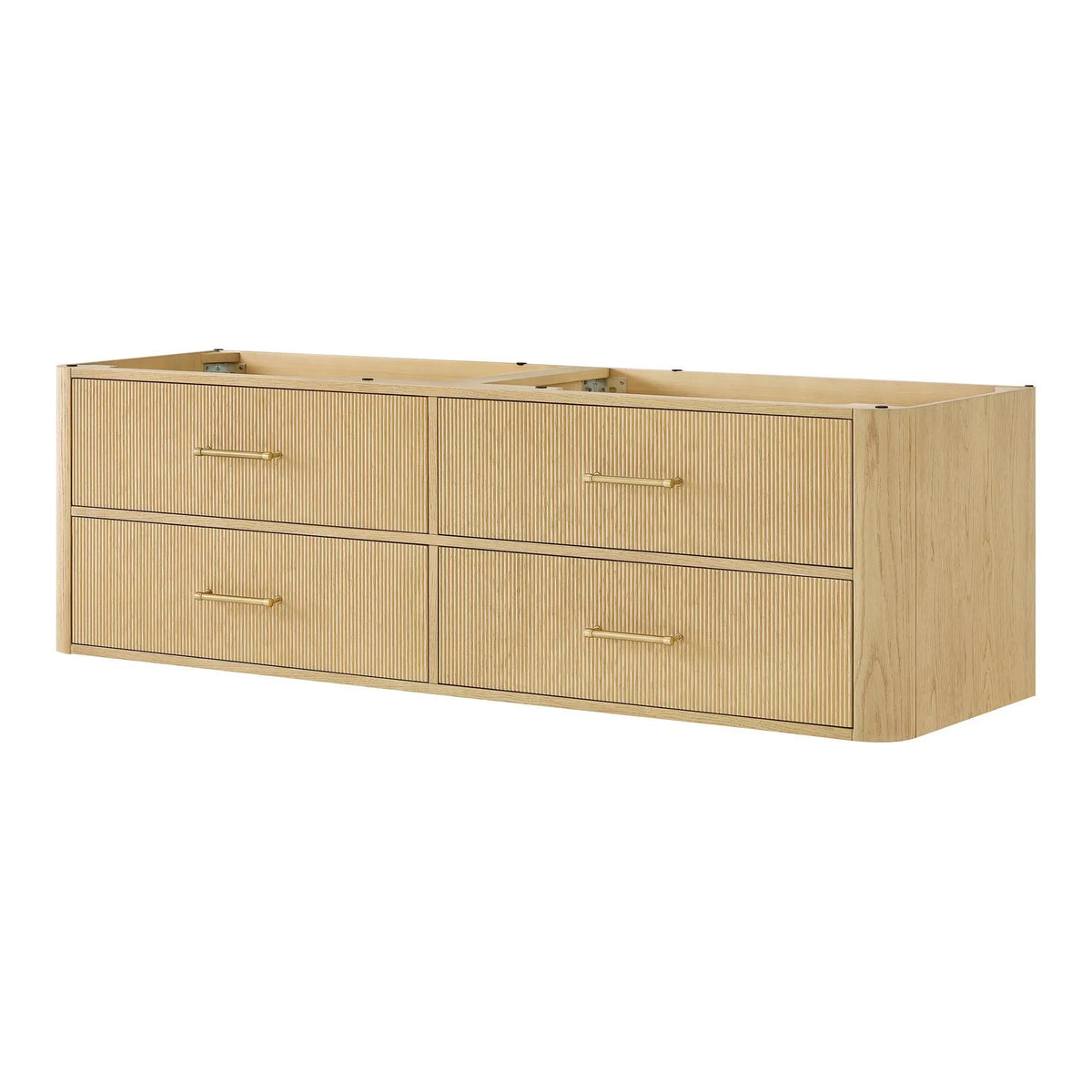 72" Francesca Double Wall Mounted Bathroom Vanity Scandinavian Oak Satin Bronze Trim by wyndham View 24