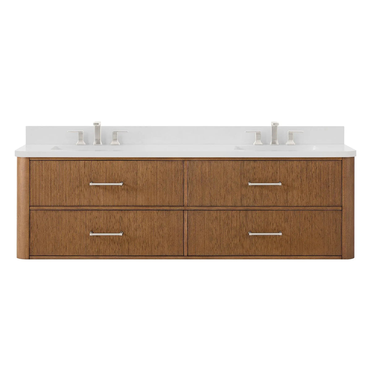 72" Francesca Double Wall Mounted Bathroom Vanity Toasted Walnut Brushed Nickel Trim by wyndham View 16