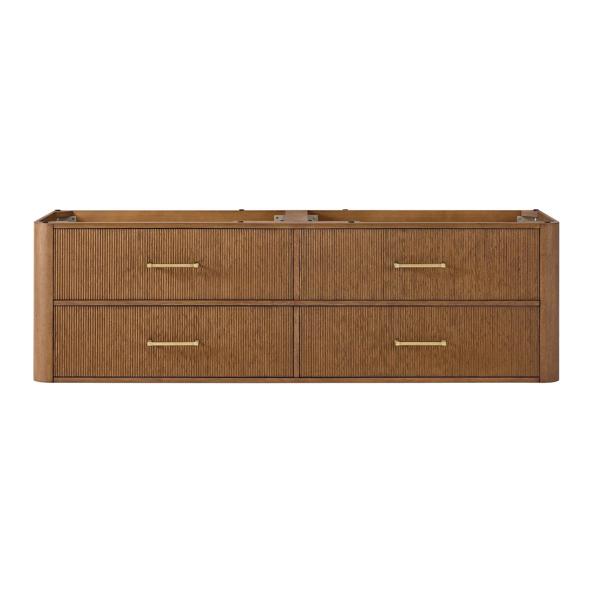 72" Francesca Double Wall Mounted Bathroom Vanity Toasted Walnut Satin Bronze Trim by wyndham View 21