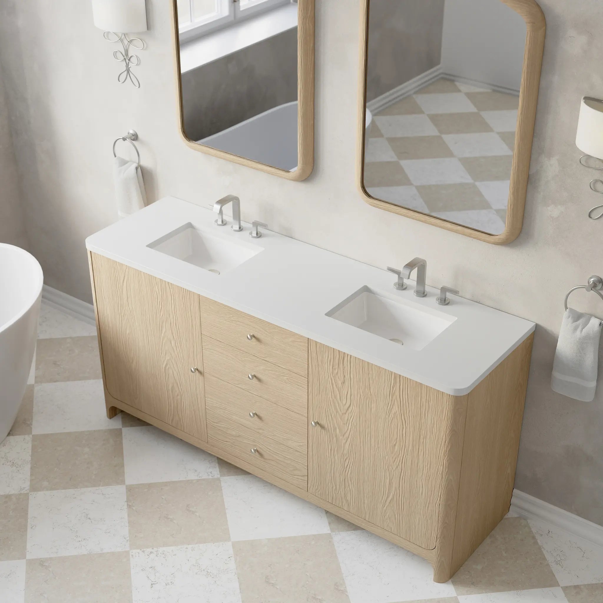 72 Gracyn Double Vanity In Coastal Driftwood Standard White Zeus Silestone 8 Widespread 6