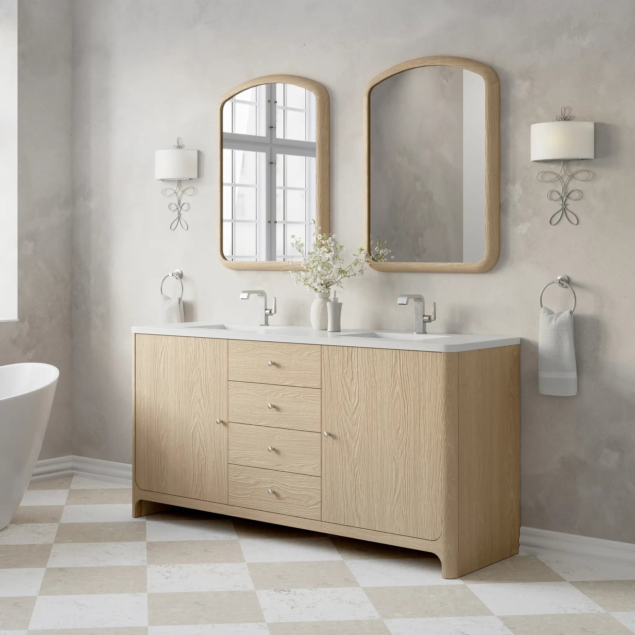 72 Gracyn Double Vanity In Coastal Driftwood Standard White Zeus Silestone Single Hole 4