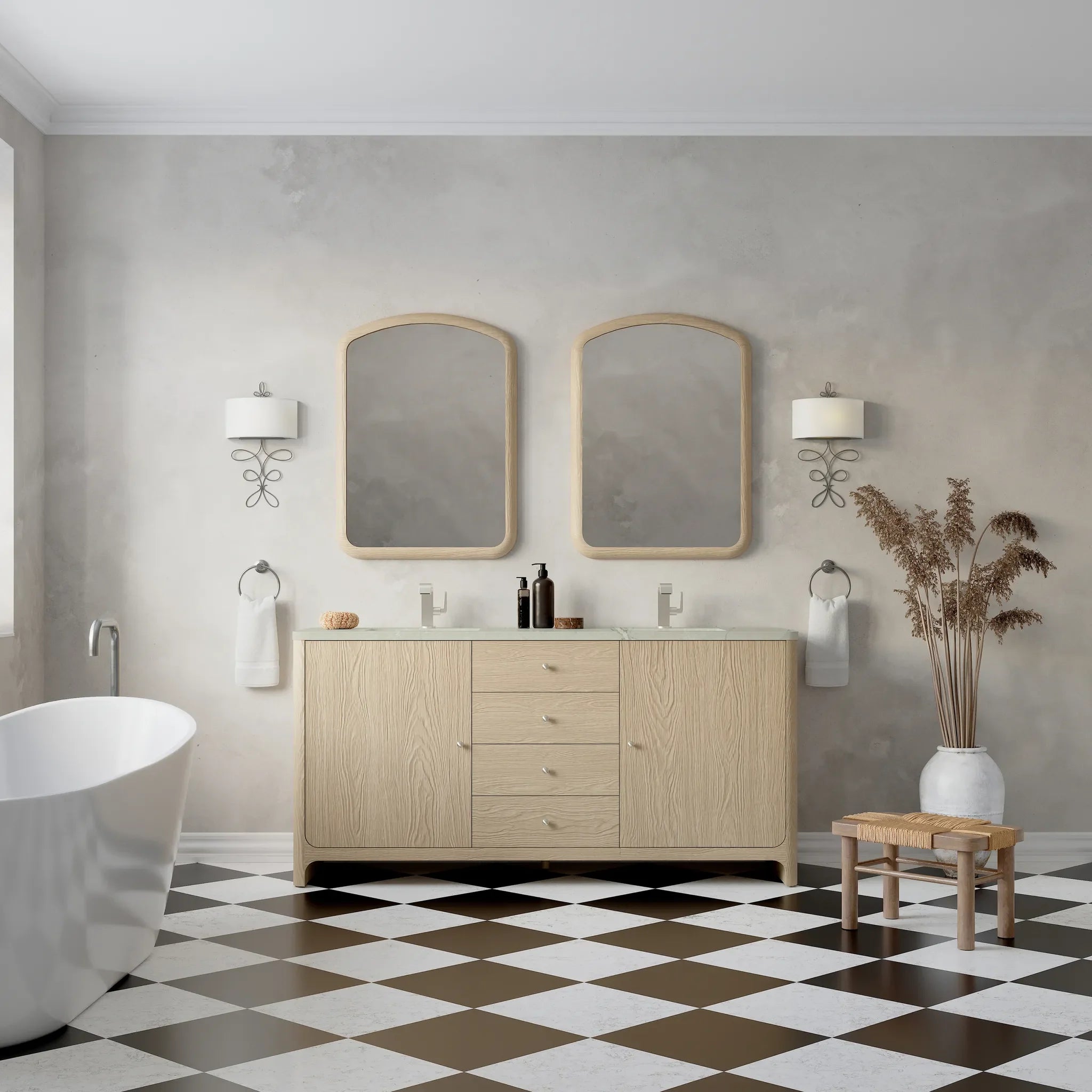 72" Gracyn Double Vanity in Coastal Driftwood-Victorian Silver Silestone-Single Hole image 2