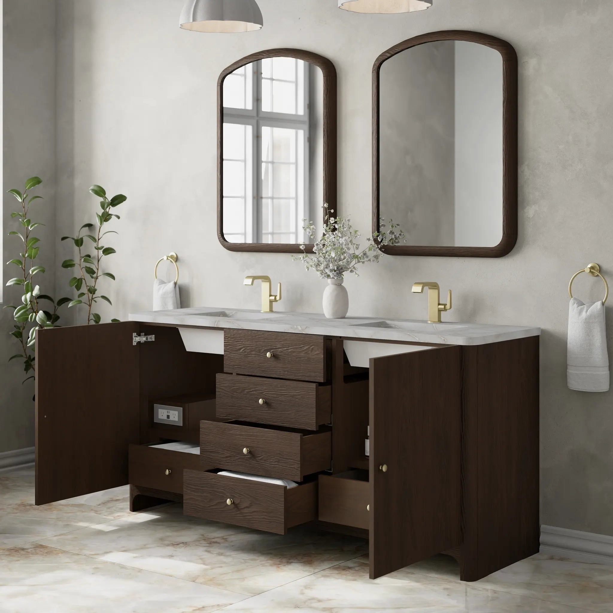 72 Gracyn Double Vanity In Sable Standard Victorian Silver Silestone Single Hole 5