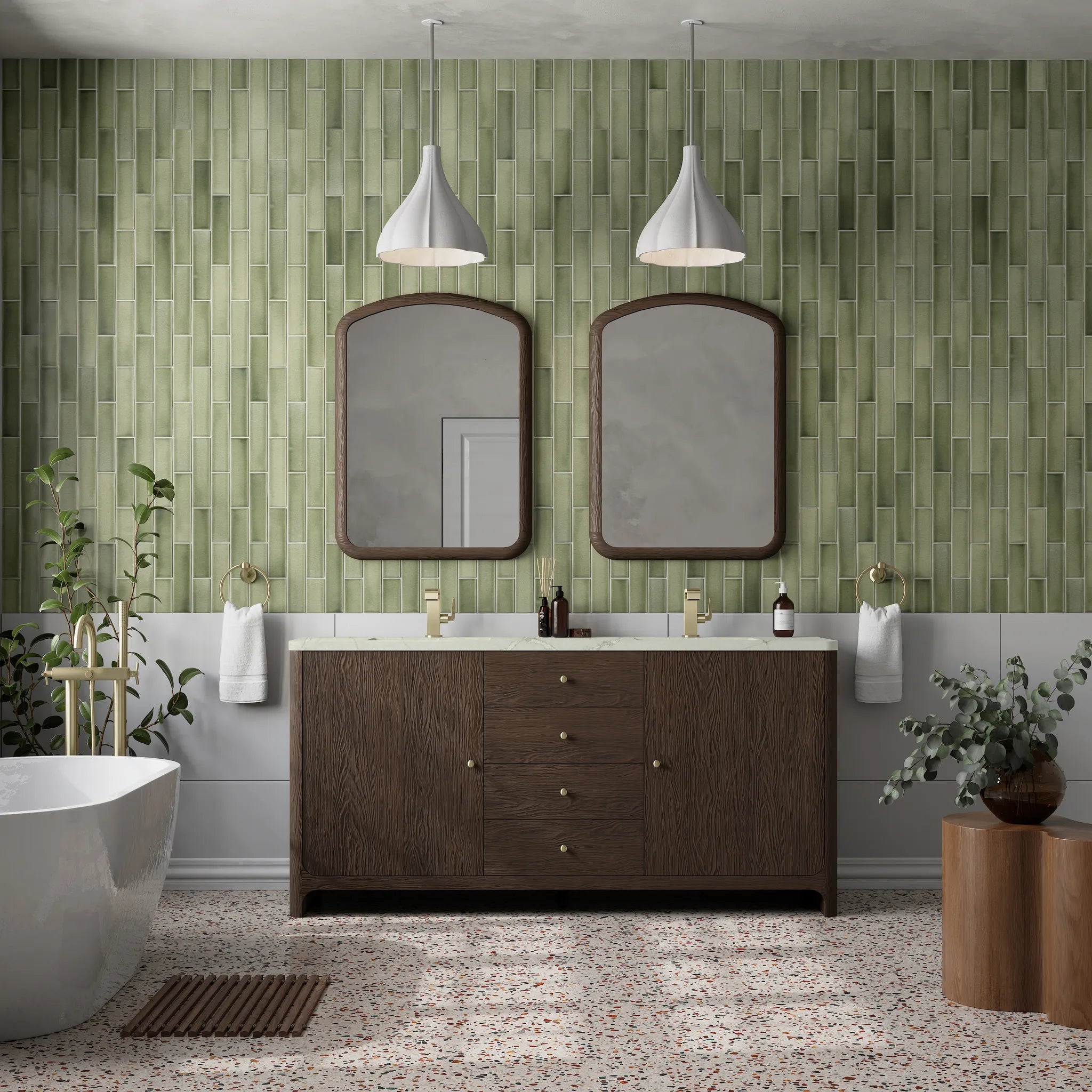 72" Gracyn Double Vanity in Sable-Victorian Silver Silestone-Single Hole image 2