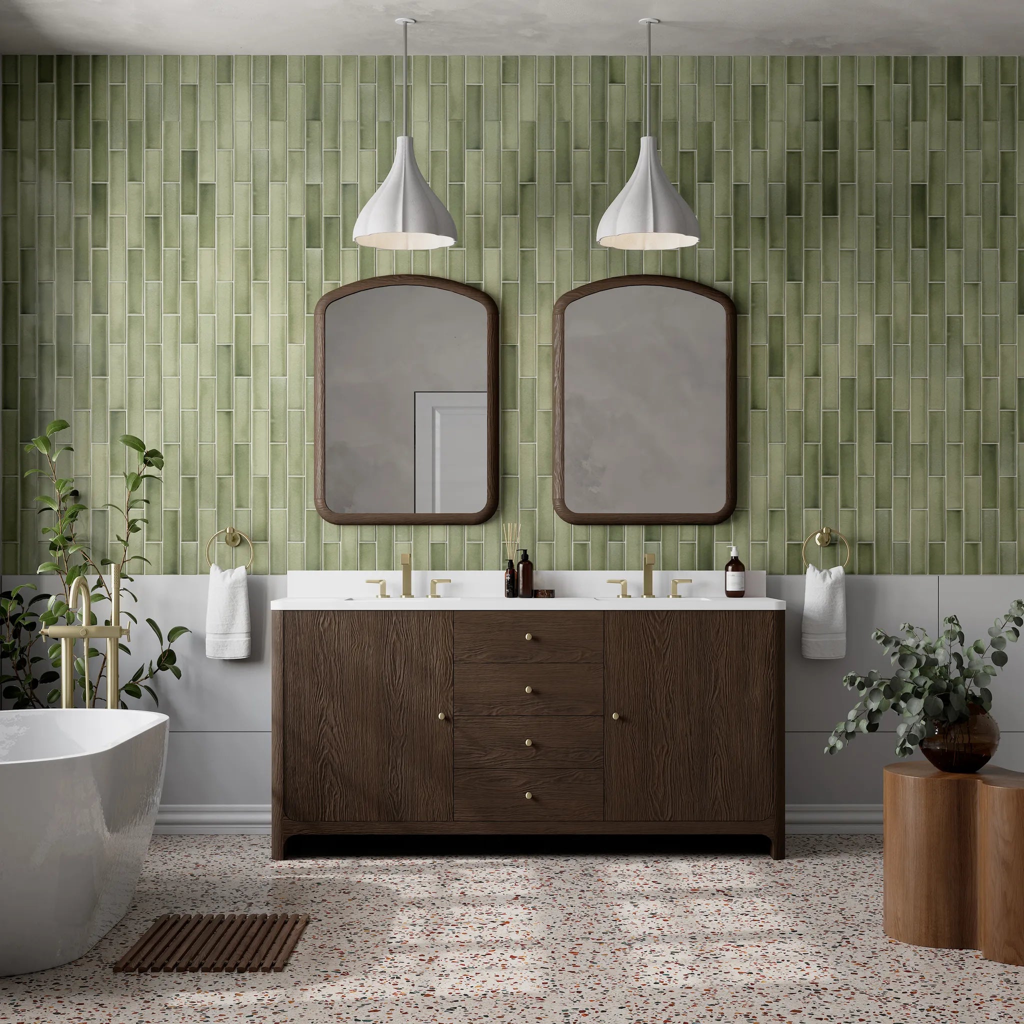 72" Gracyn Double Vanity in Sable-White Zeus Silestone-8" Widespread image 1