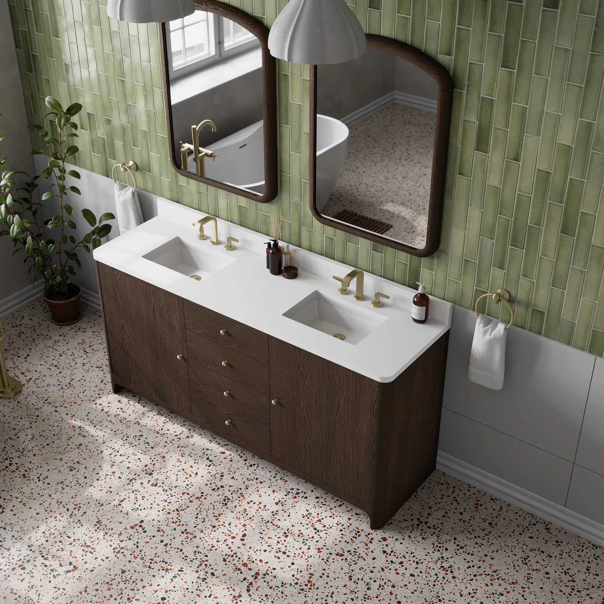 72" Gracyn Double Vanity in Sable-White Zeus Silestone-8" Widespread image 3