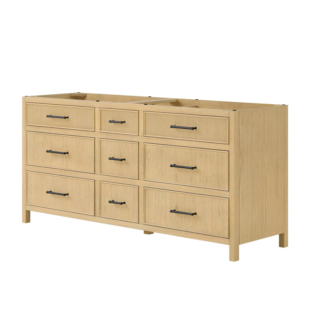 72" Isola Double Bathroom Vanity Scandinavian Oak Matte Black Trim by wyndham View 20