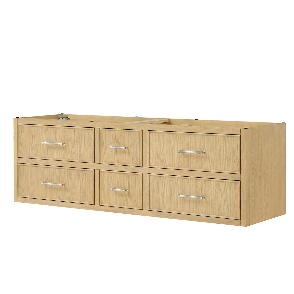 72" Isola Double Wall Mounted Bathroom Vanity Scandinavian Oak Brushed Nickel Trim by wyndham View 20