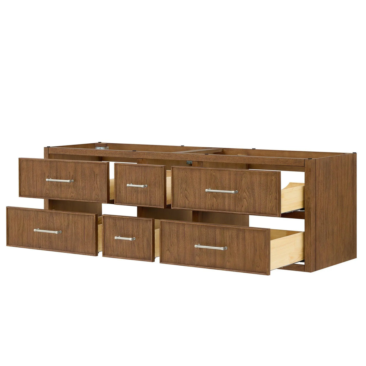 72" Isola Double Wall Mounted Bathroom Vanity Toasted Walnut Brushed Nickel Trim by wyndham View 18