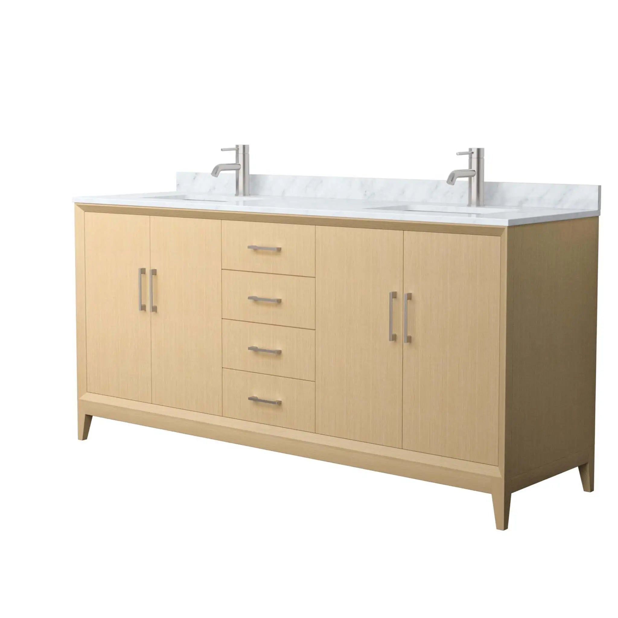 72" Janna Double Bathroom Vanity in White Oak with Brushed Nickel Trim by Wyndham