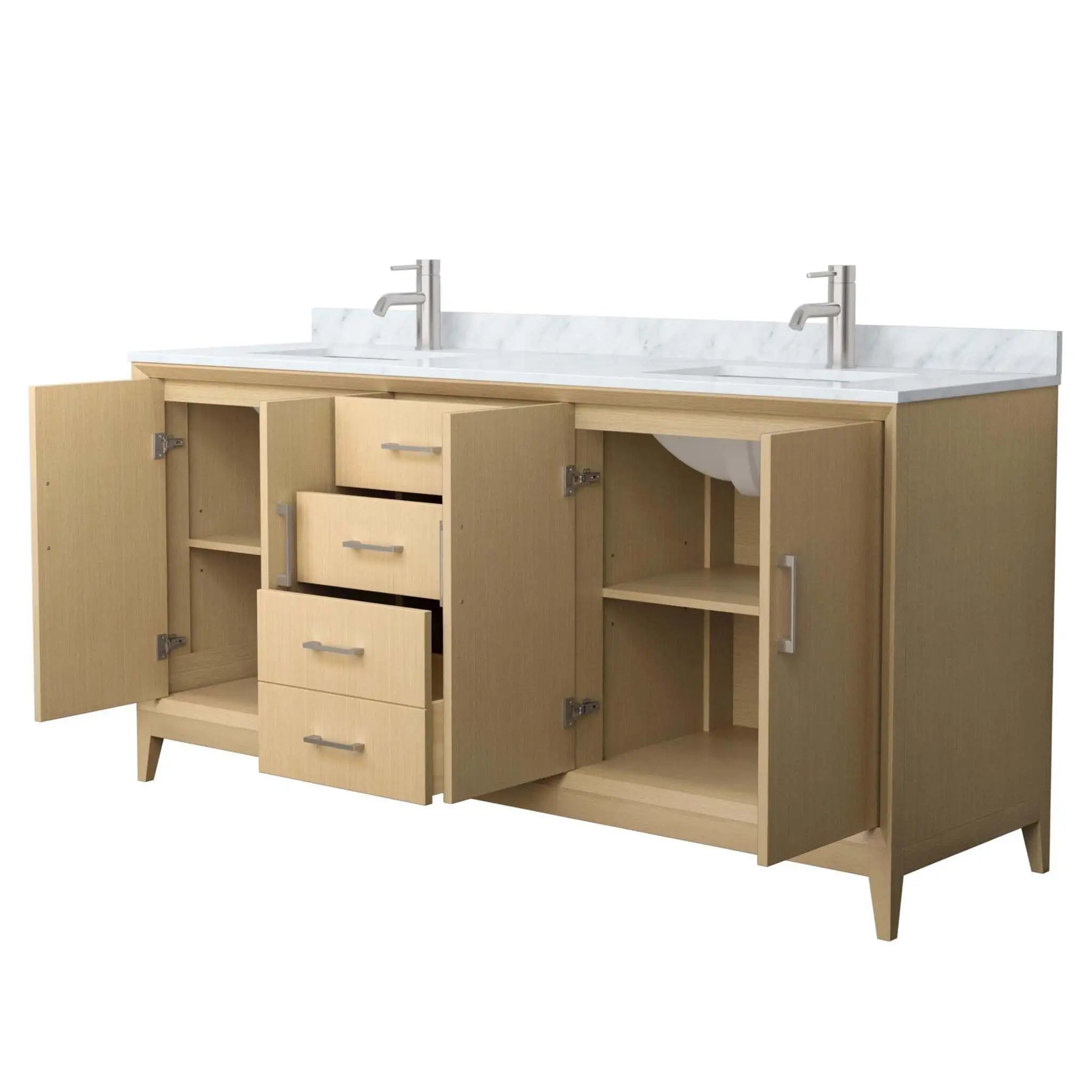 72" Janna Double Bathroom Vanity in White Oak with Brushed Nickel Trim by Wyndham