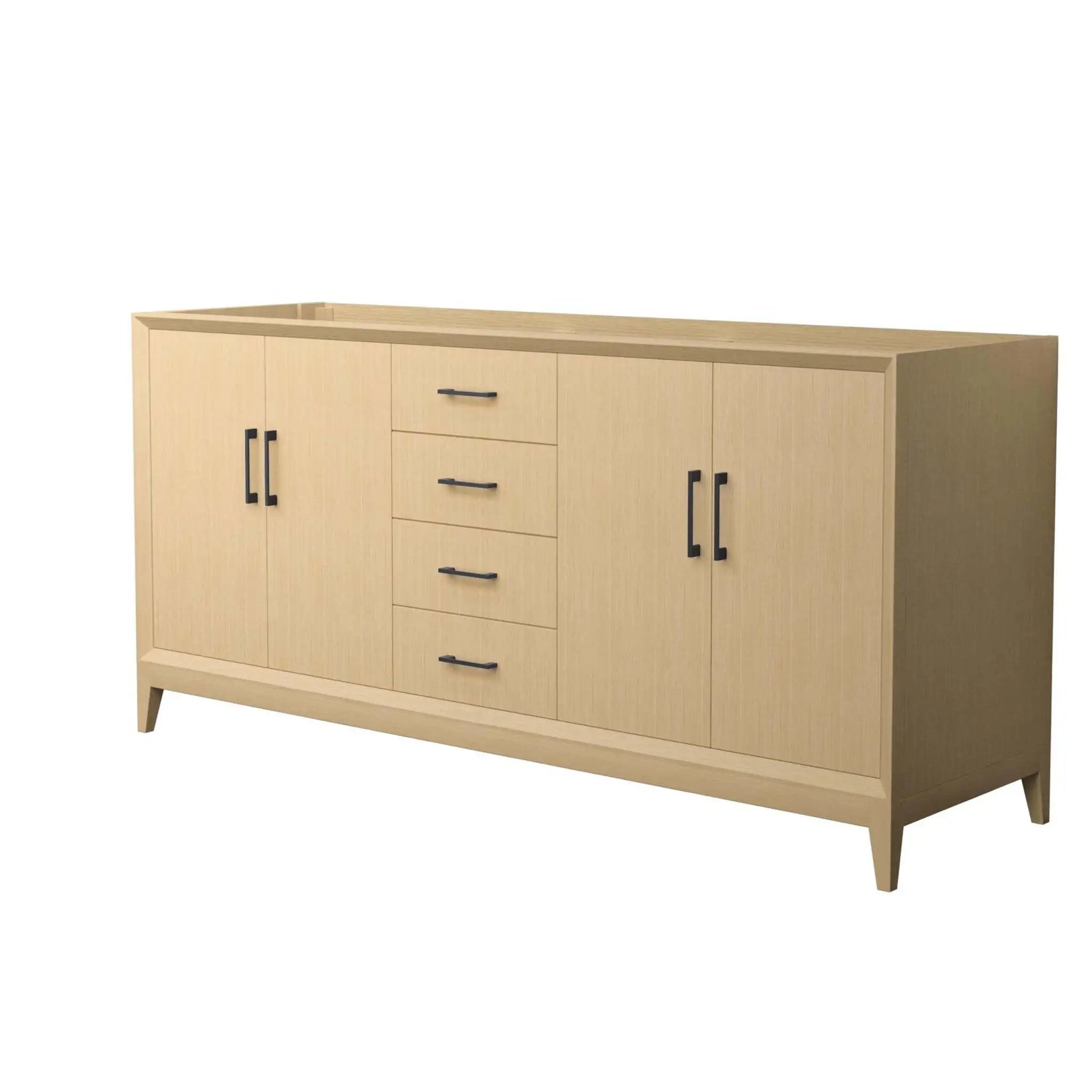 72" Janna Double Bathroom Vanity in White Oak with Matte Black Trim by Wyndham