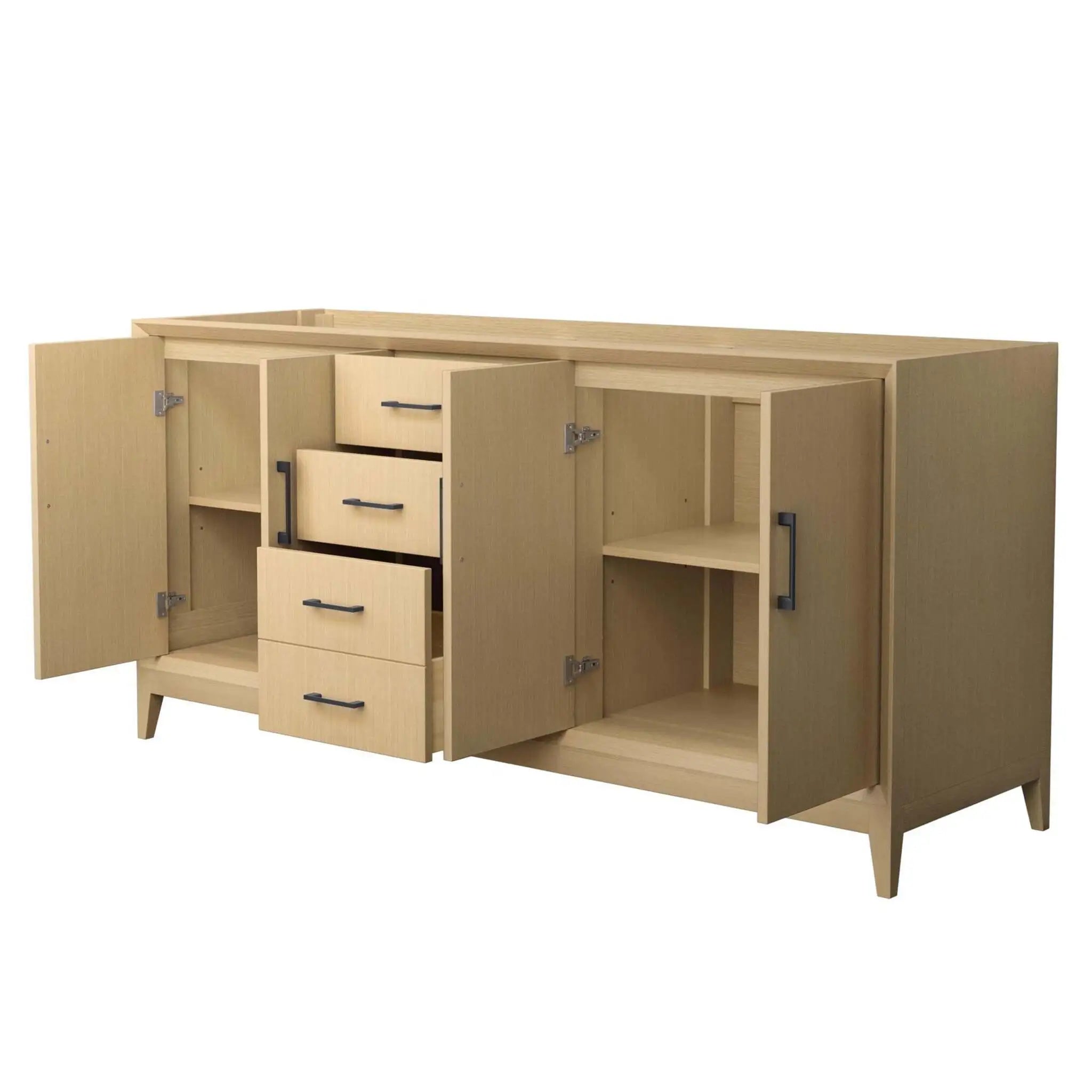 72" Janna Double Bathroom Vanity in White Oak with Matte Black Trim by Wyndham