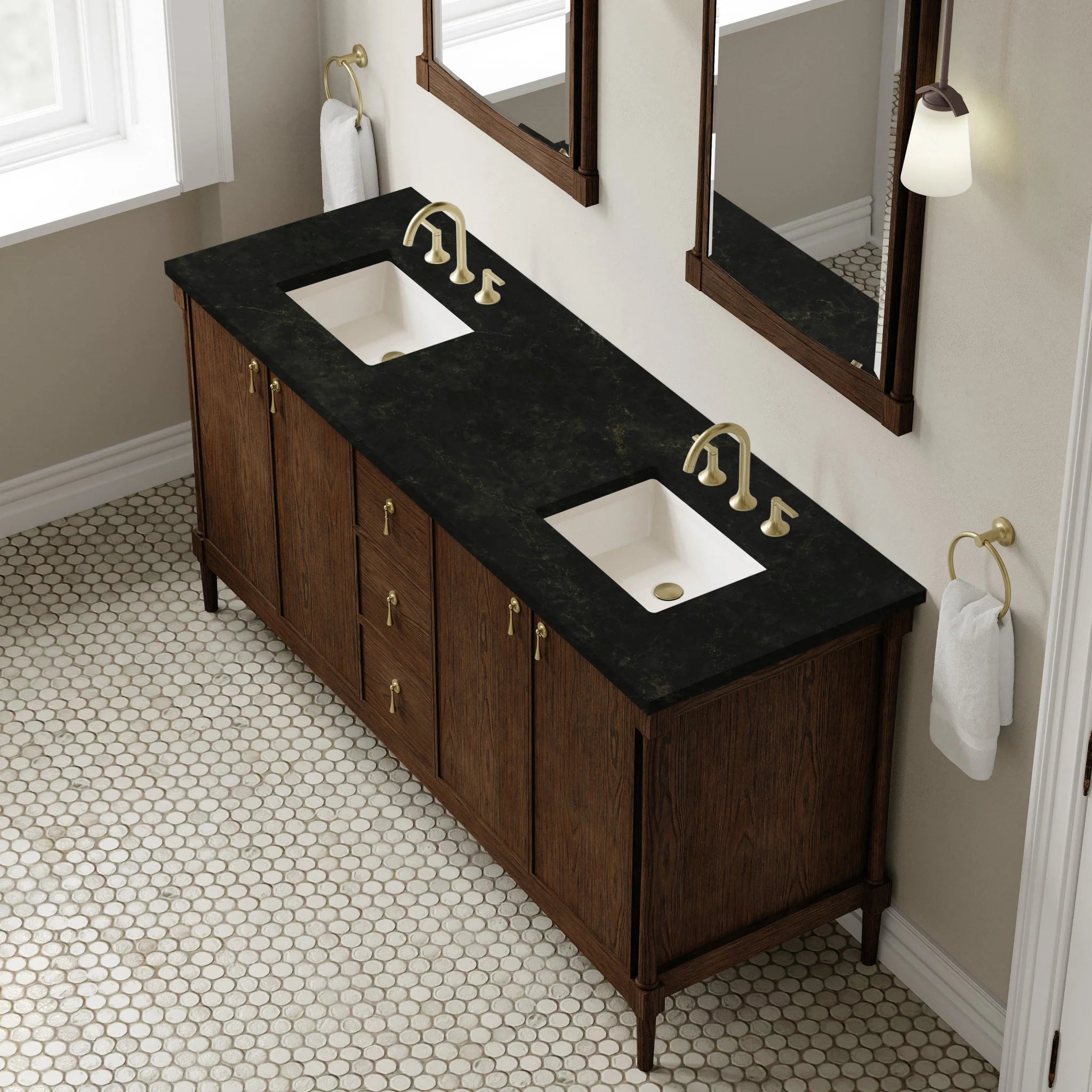 72" Kinnsden Double Vanity in Sable Oak by James Martin Vanities-Phantome Eclos 5