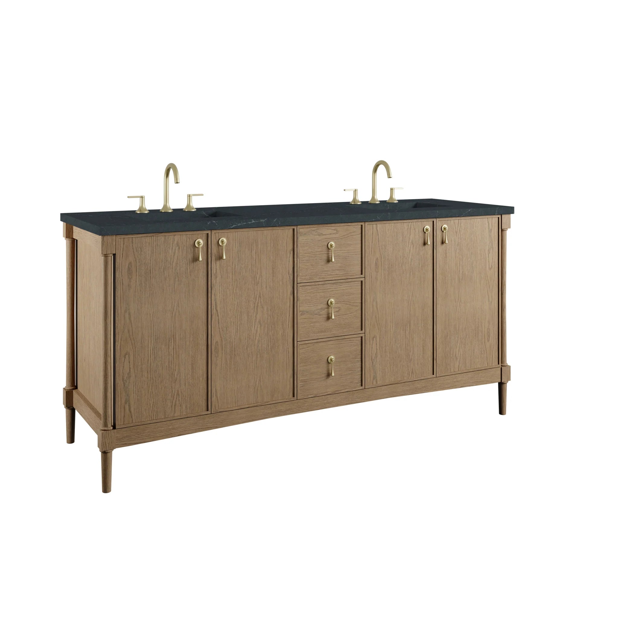 72" Kinnsden Double Vanity in Weathered Oak by James Martin Vanities-Charcoal Soapstone Silestone 9