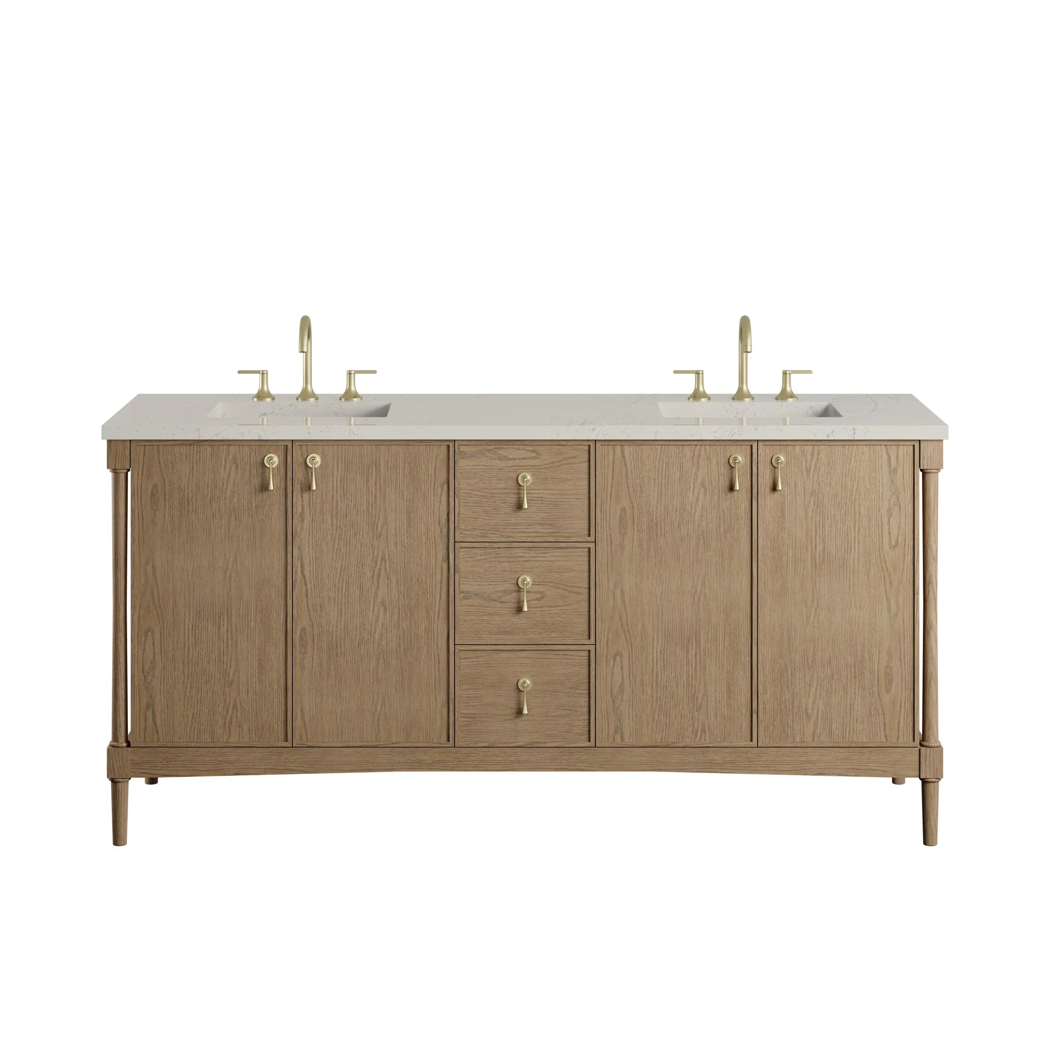 72" Kinnsden Double Vanity in Weathered Oak by James Martin Vanities-Siberian Silestone