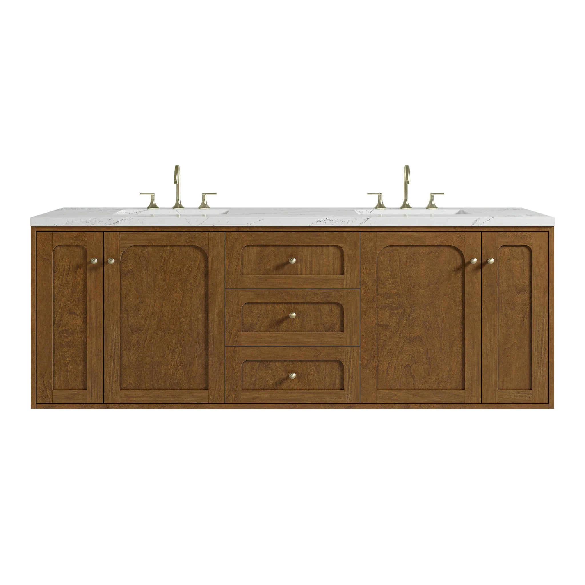 72" Laurent Double Vanity in Honey Oak w/FreePower Wireless Charger by James Martin Vanities-Ethereal Noctis Silestone 1