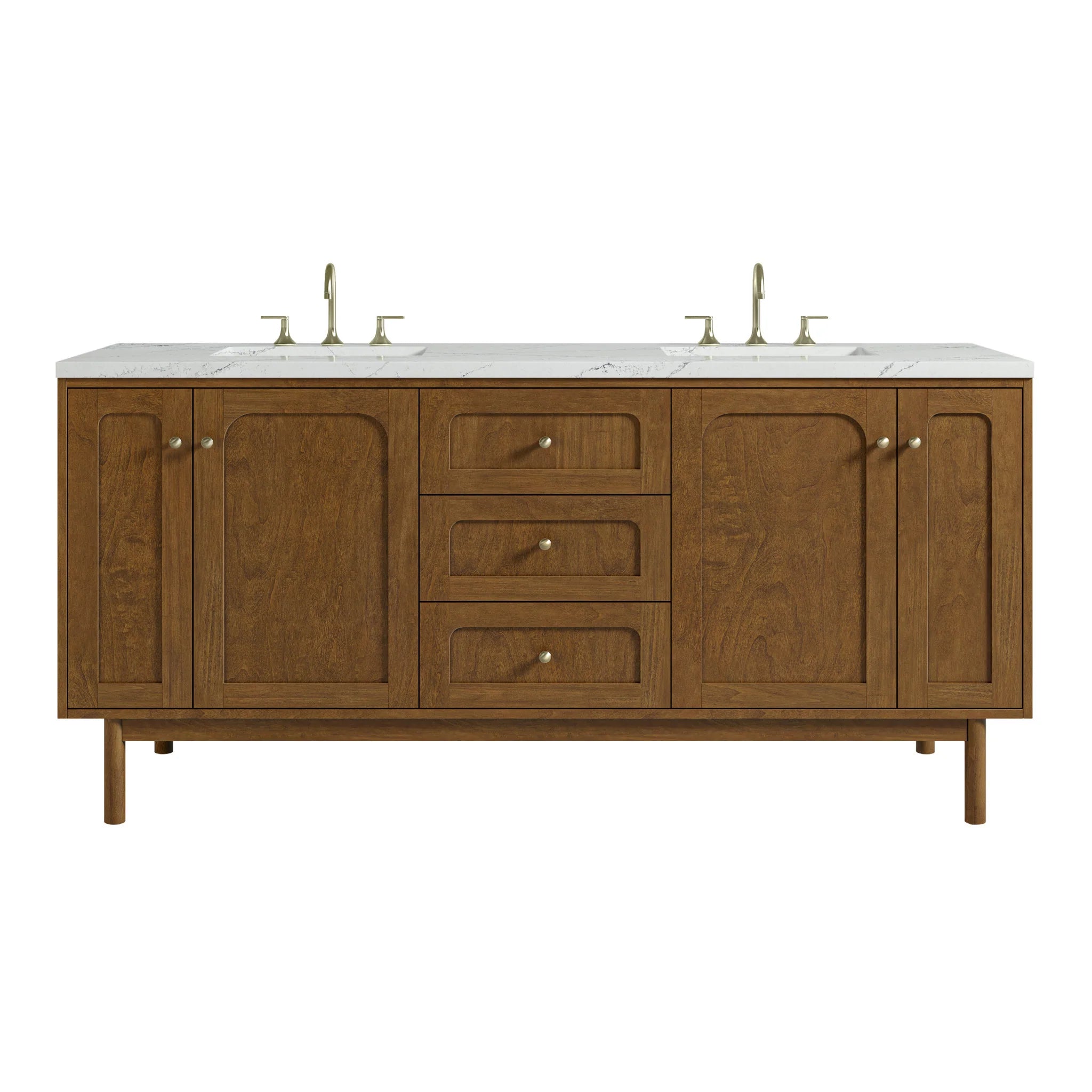 72" Laurent Double Vanity in Honey Oak w/FreePower Wireless Charger by James Martin Vanities-Ethereal Noctis Silestone