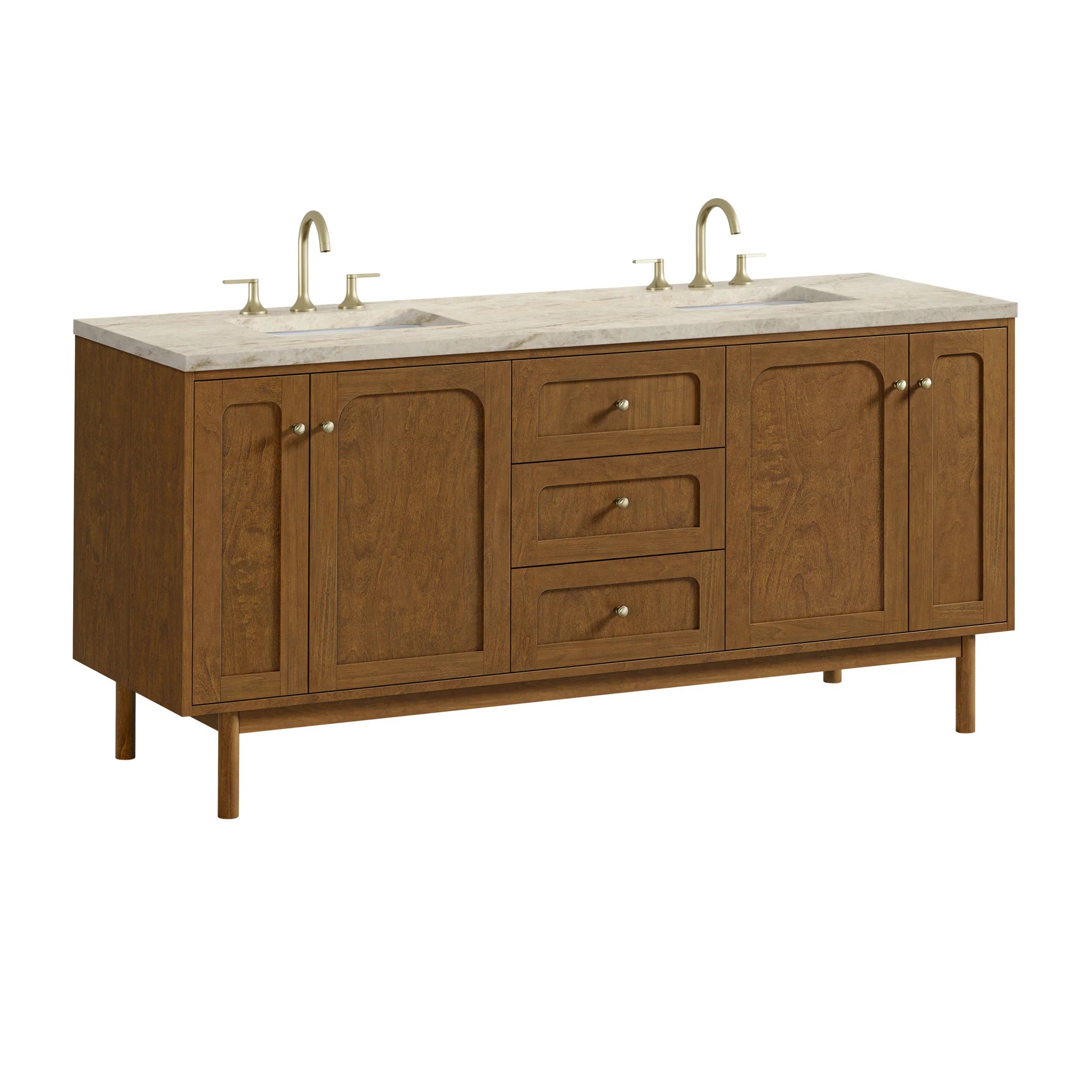 72" Laurent Double Vanity in Honey Oak w/FreePower Wireless Charger by James Martin Vanities-Tajnar Eclos 17