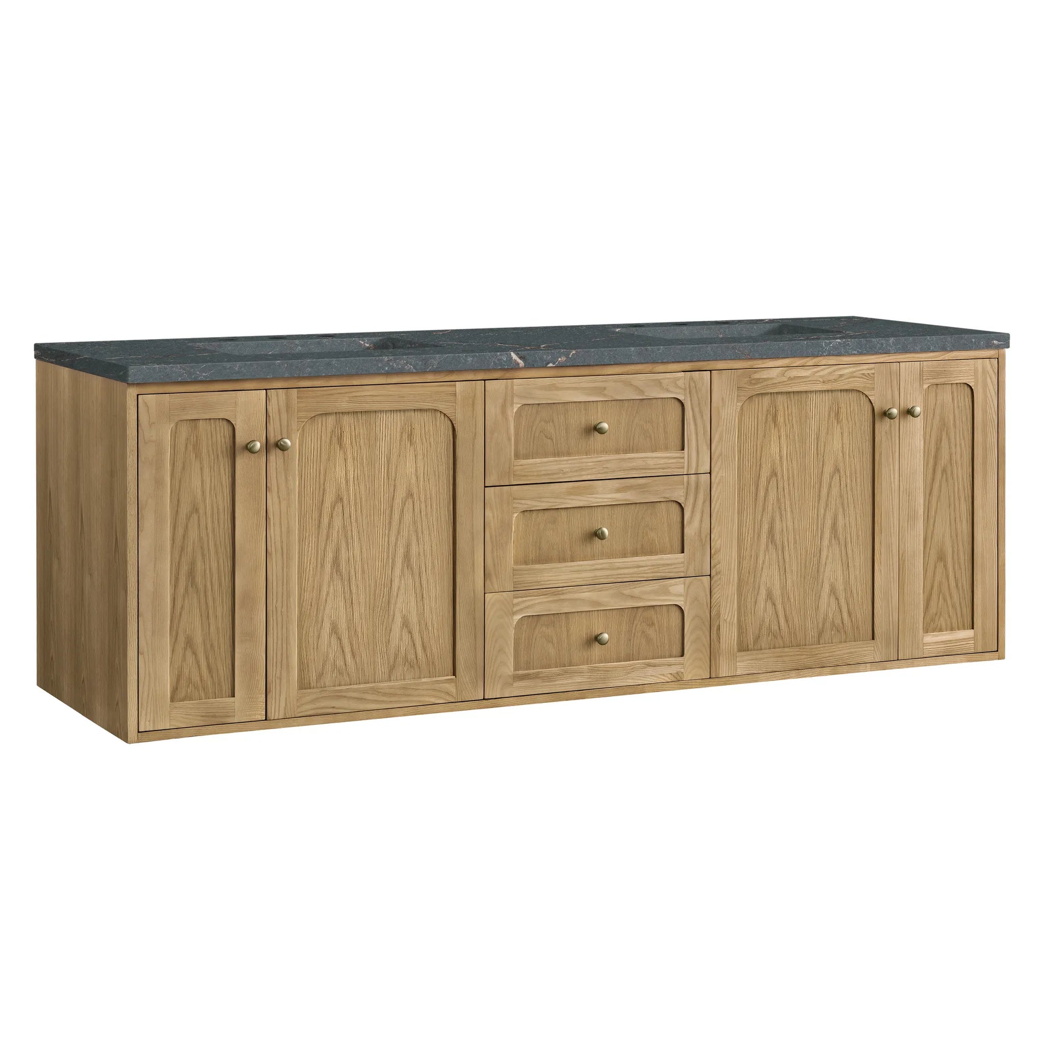 72" Laurent Double Vanity in Light Natural Oak w/FreePower Wireless Charger-Parisien Bleu Silestone-8" Widespread image 14