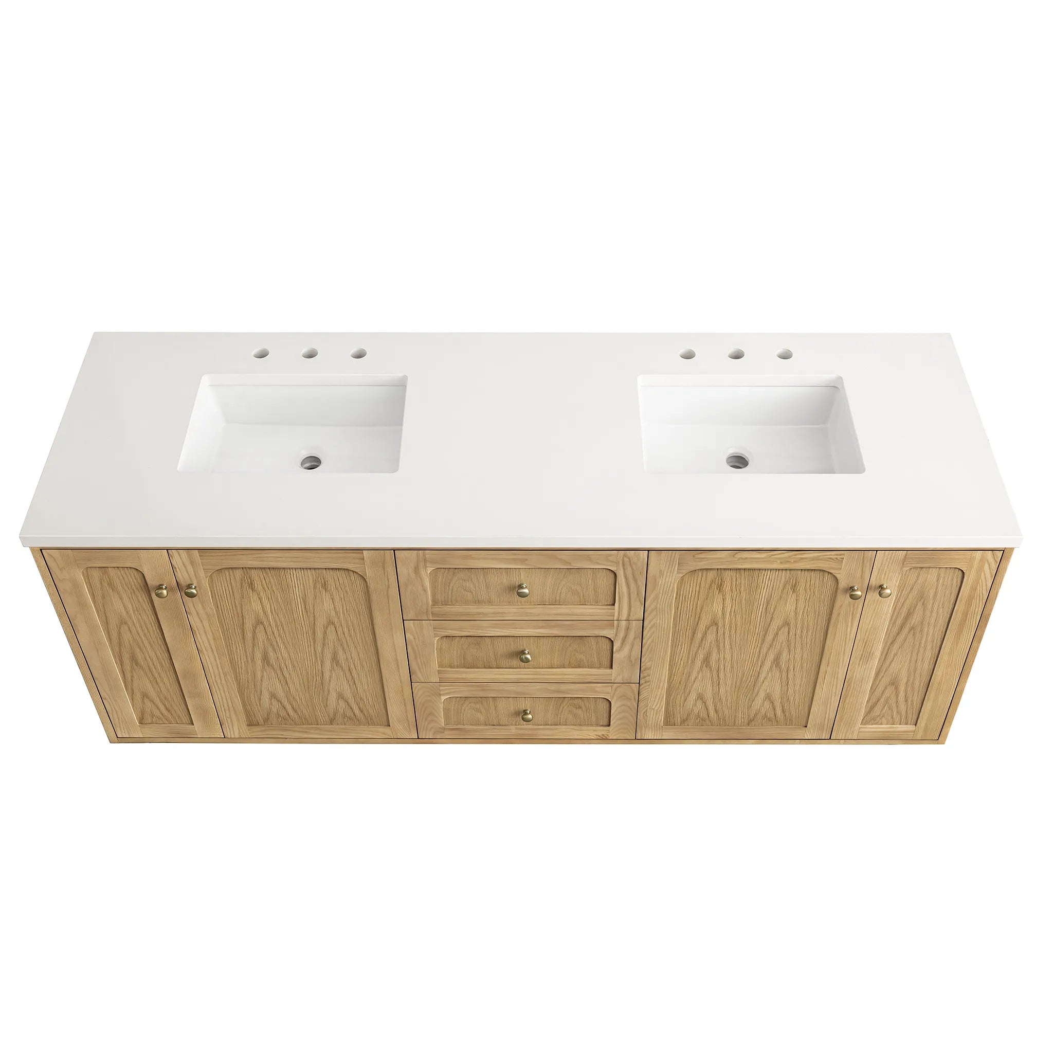 72" Laurent Double Vanity in Light Natural Oak-White Zeus Silestone-8" Widespread image 8